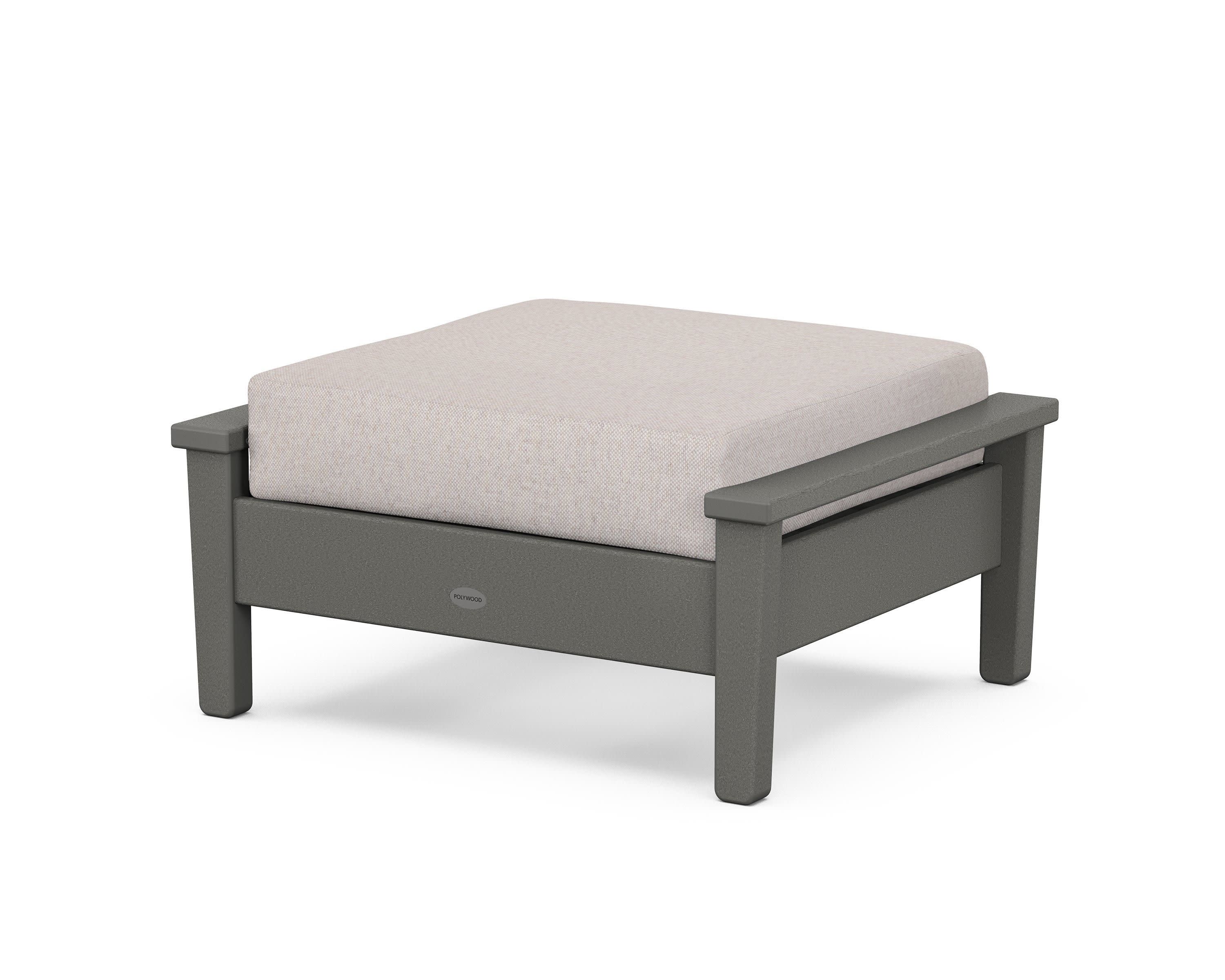 Prescott Deep Seating Ottoman in Slate Grey / Dune Burlap