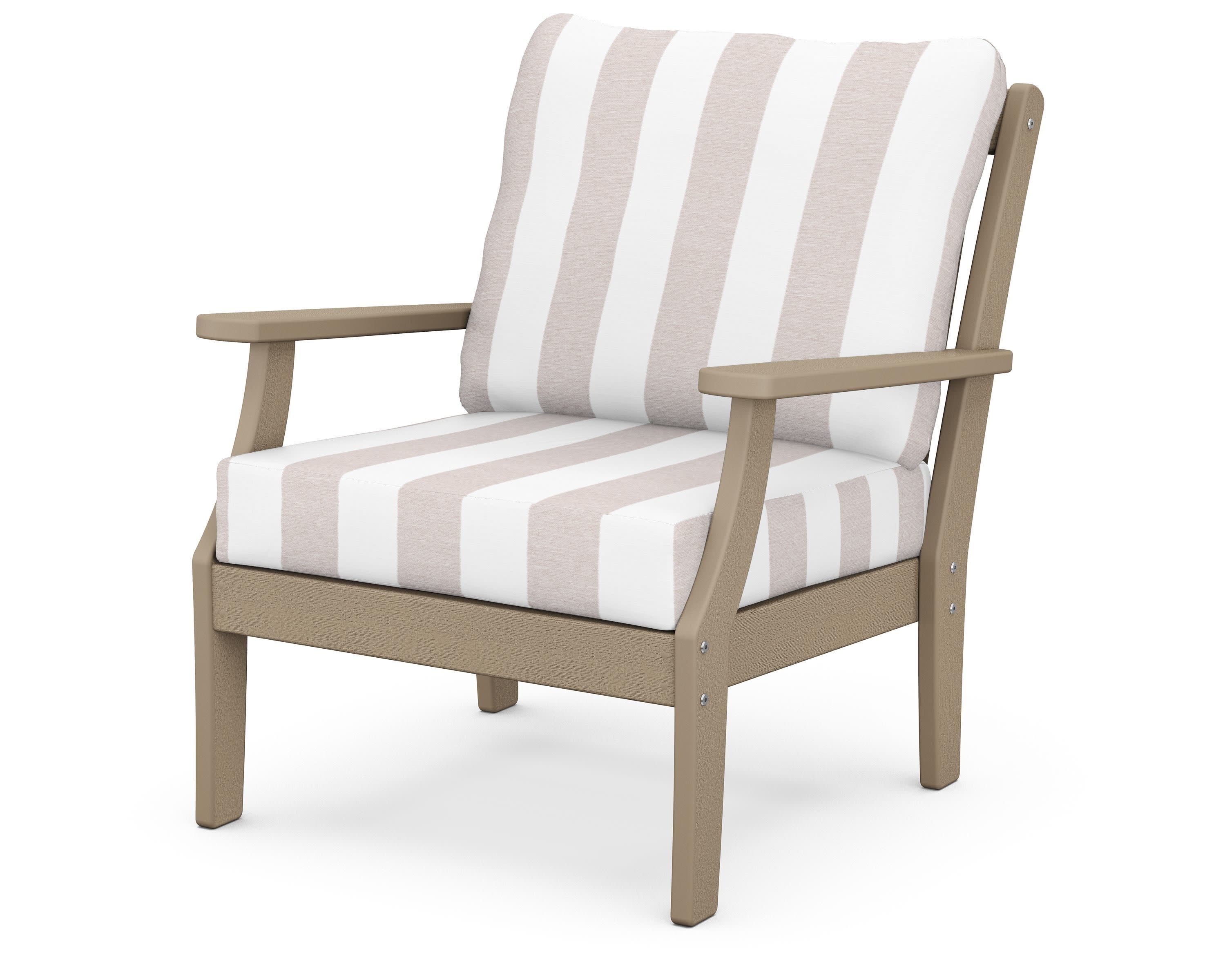 Braxton Deep Seating Chair in Vintage Sahara / Cabana Stripe Dune Burlap