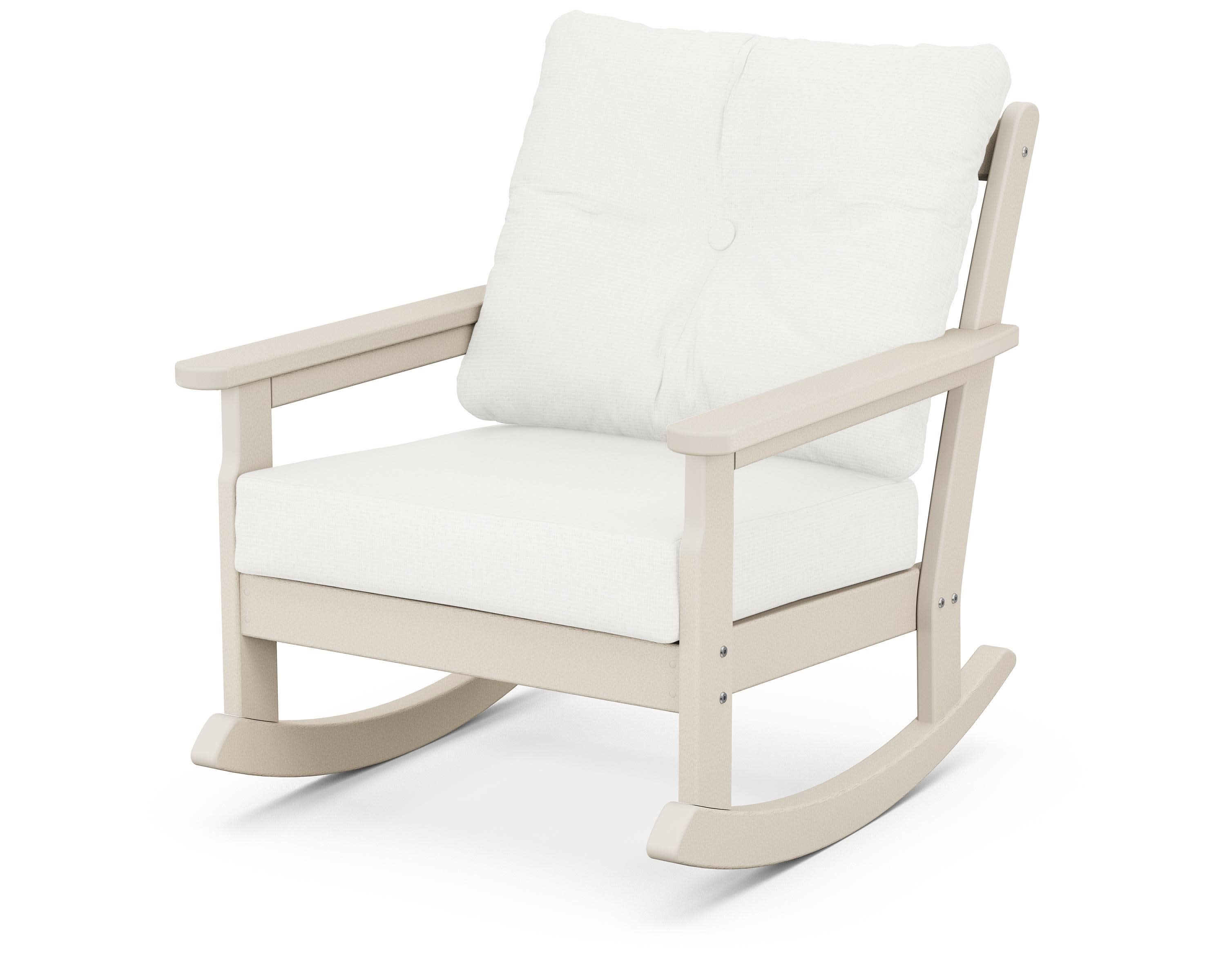 Vineyard Deep Seating Rocking Chair in Sand / Natural Linen