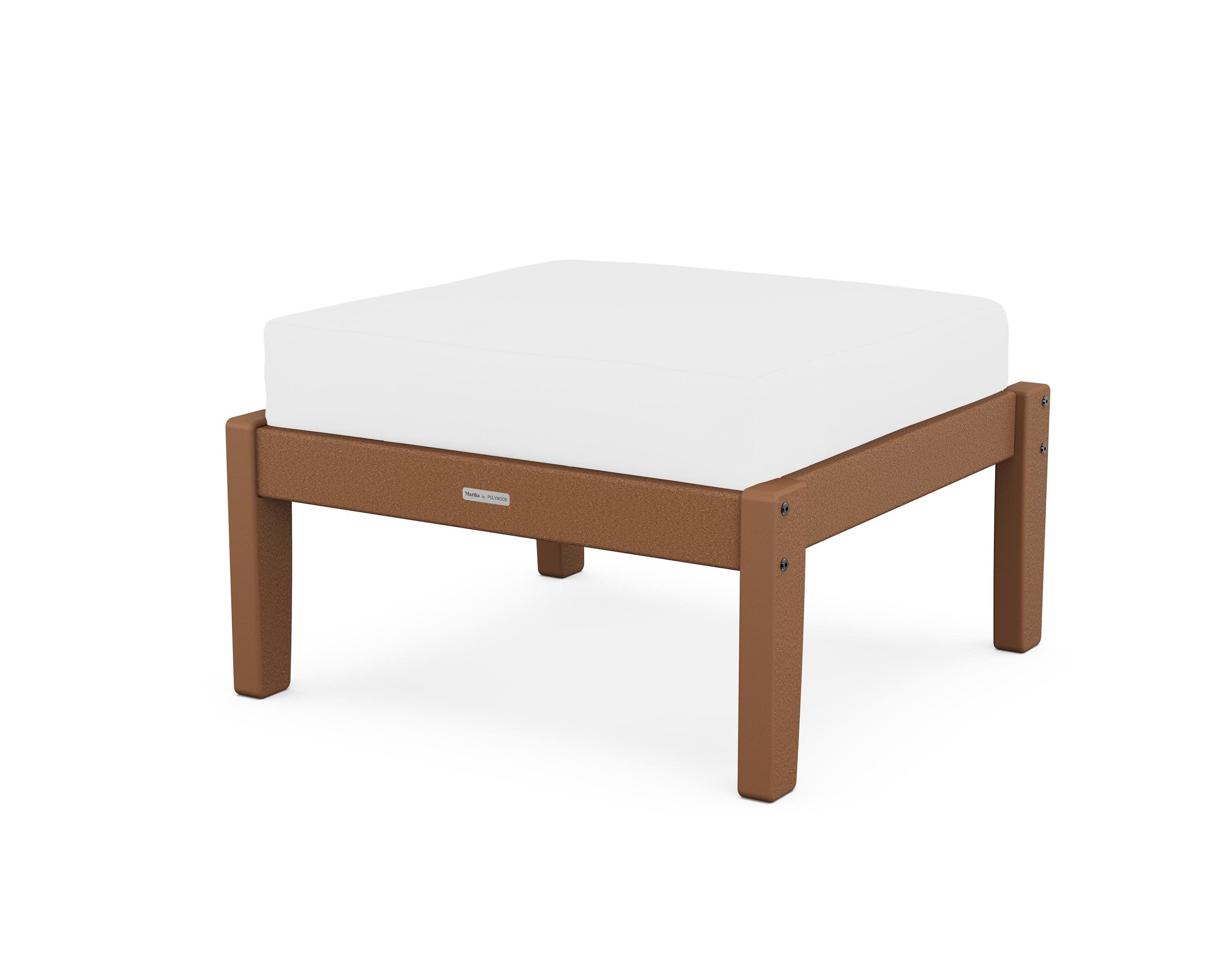 Chinoiserie Deep Seating Ottoman in Teak / Natural
