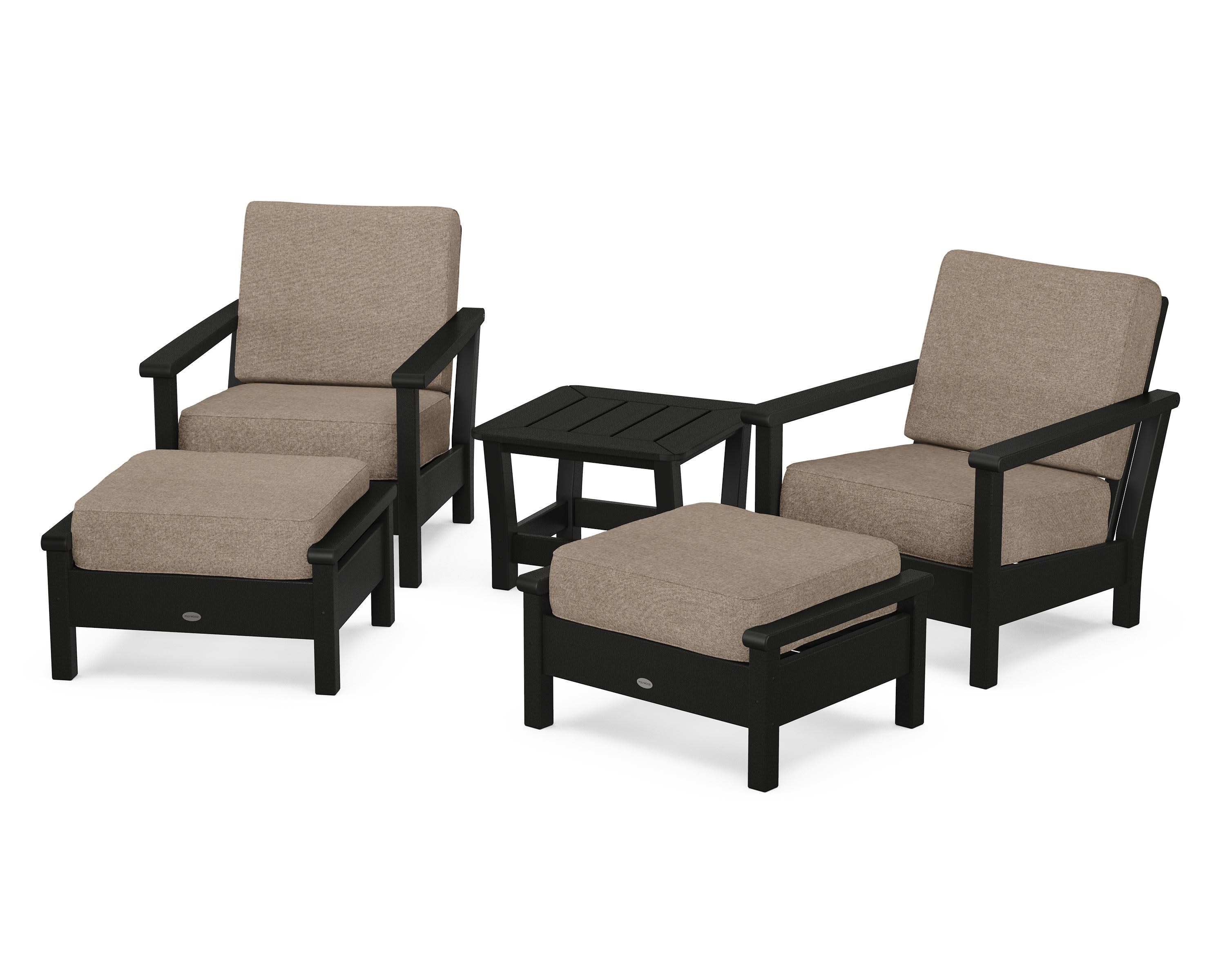 Harbour 5-Piece Deep Seating Chair Set in Black / Spiced Burlap