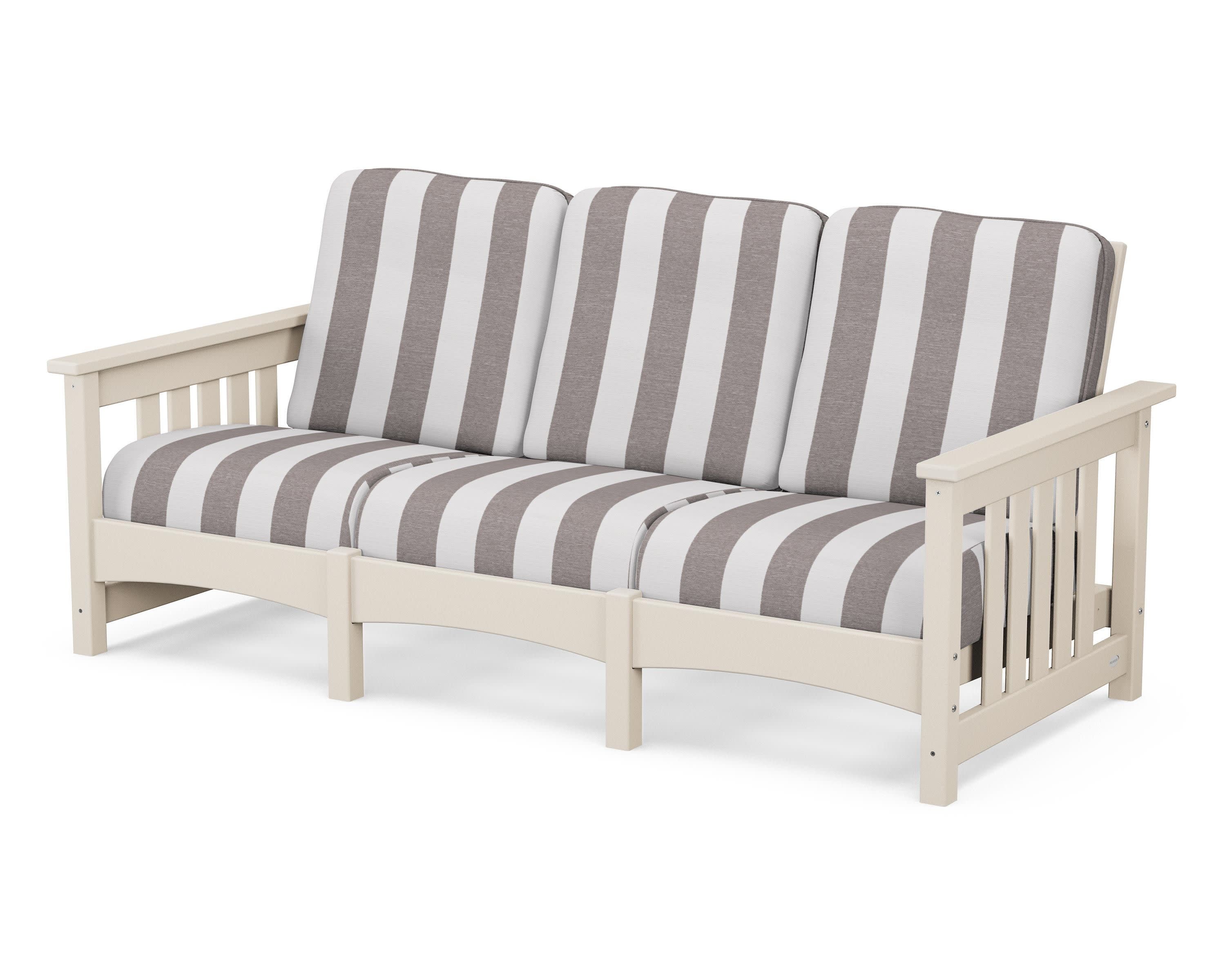 Club Mission Sofa in Sand / Cabana Stripe Grey Mist