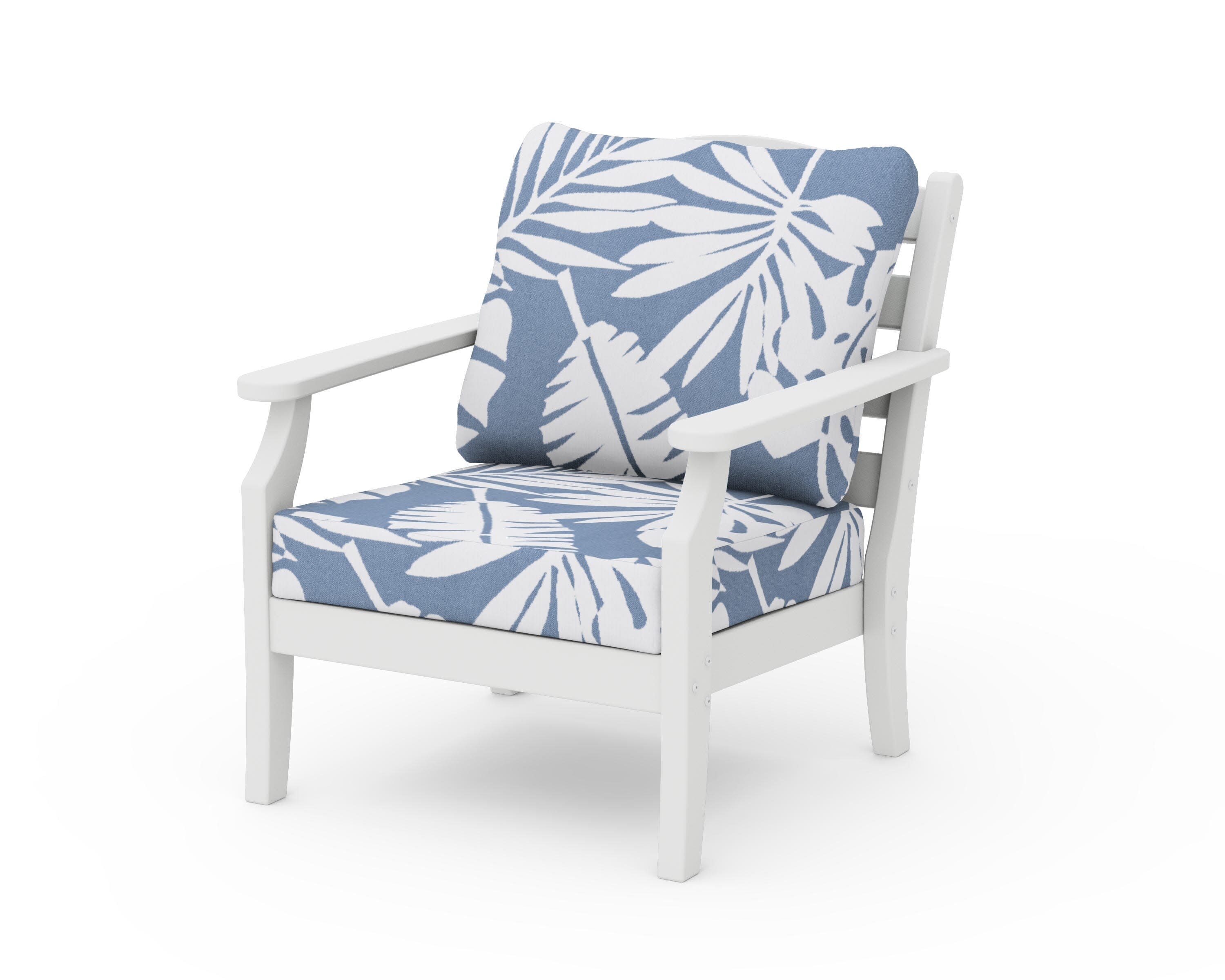 Savannah Deep Seating Chair in White / Leaf Sky Blue