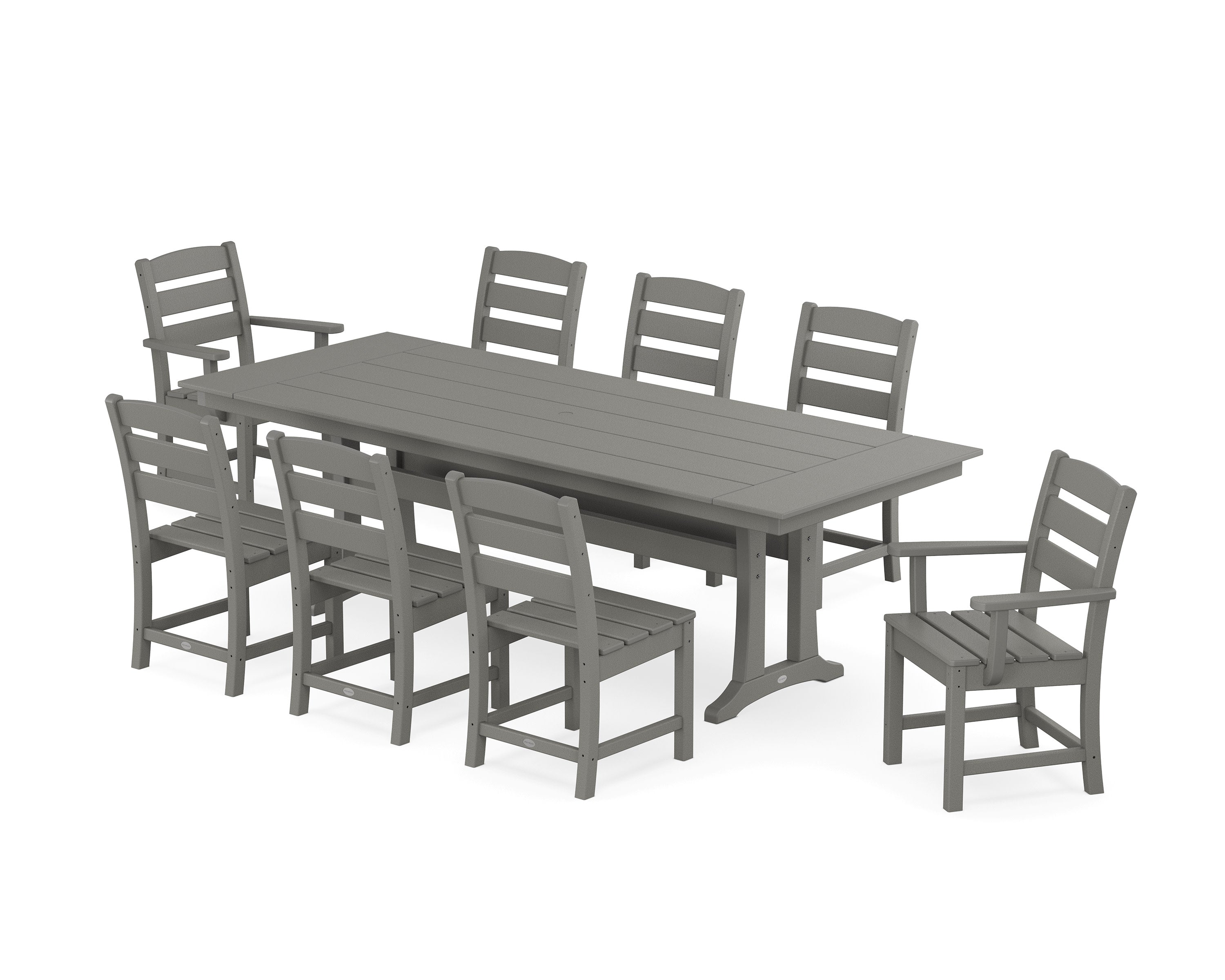 Lakeside 9-Piece Farmhouse Dining Set with Trestle Legs in Slate Grey