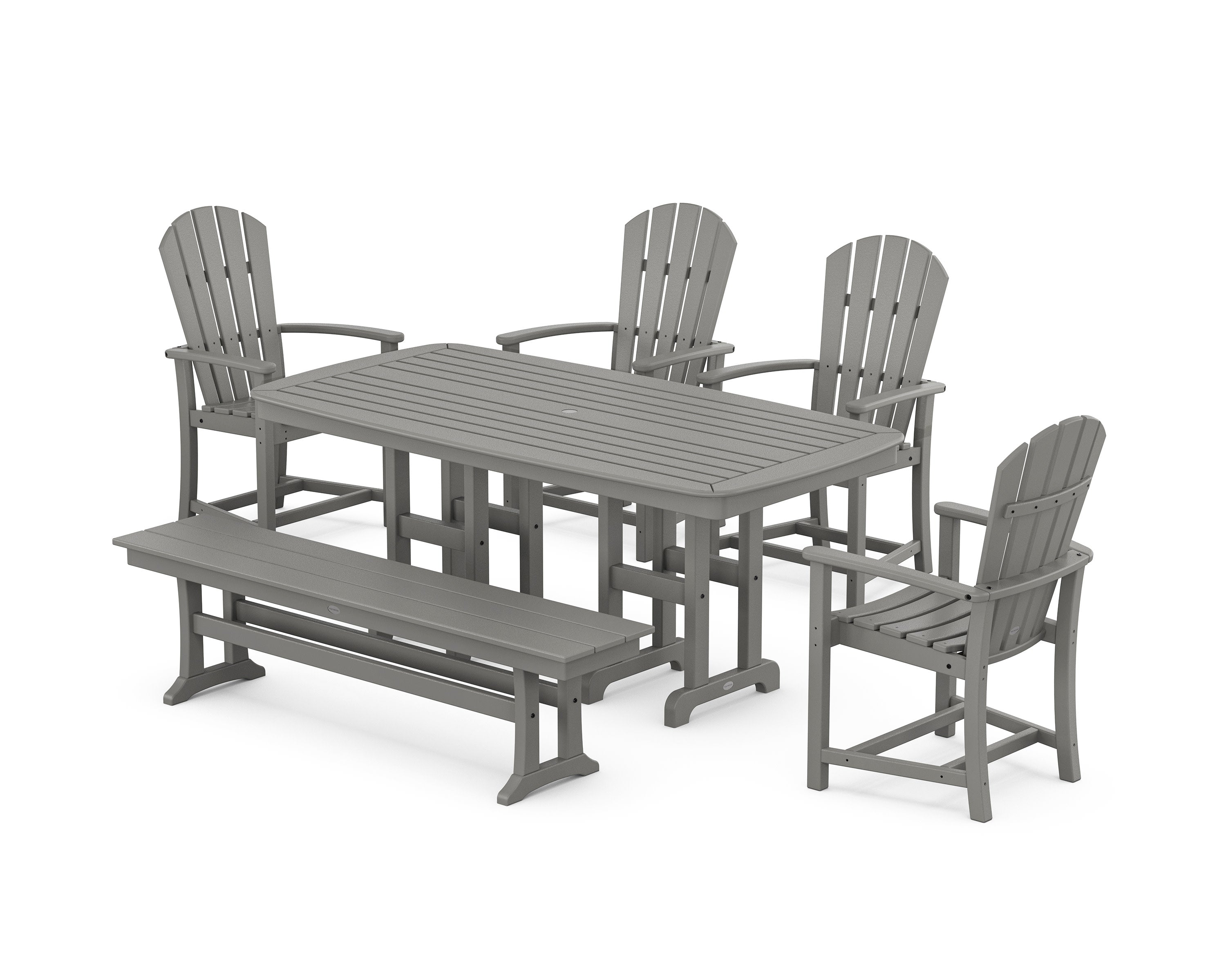 Palm Coast 6-Piece Dining Set with Bench in Slate Grey
