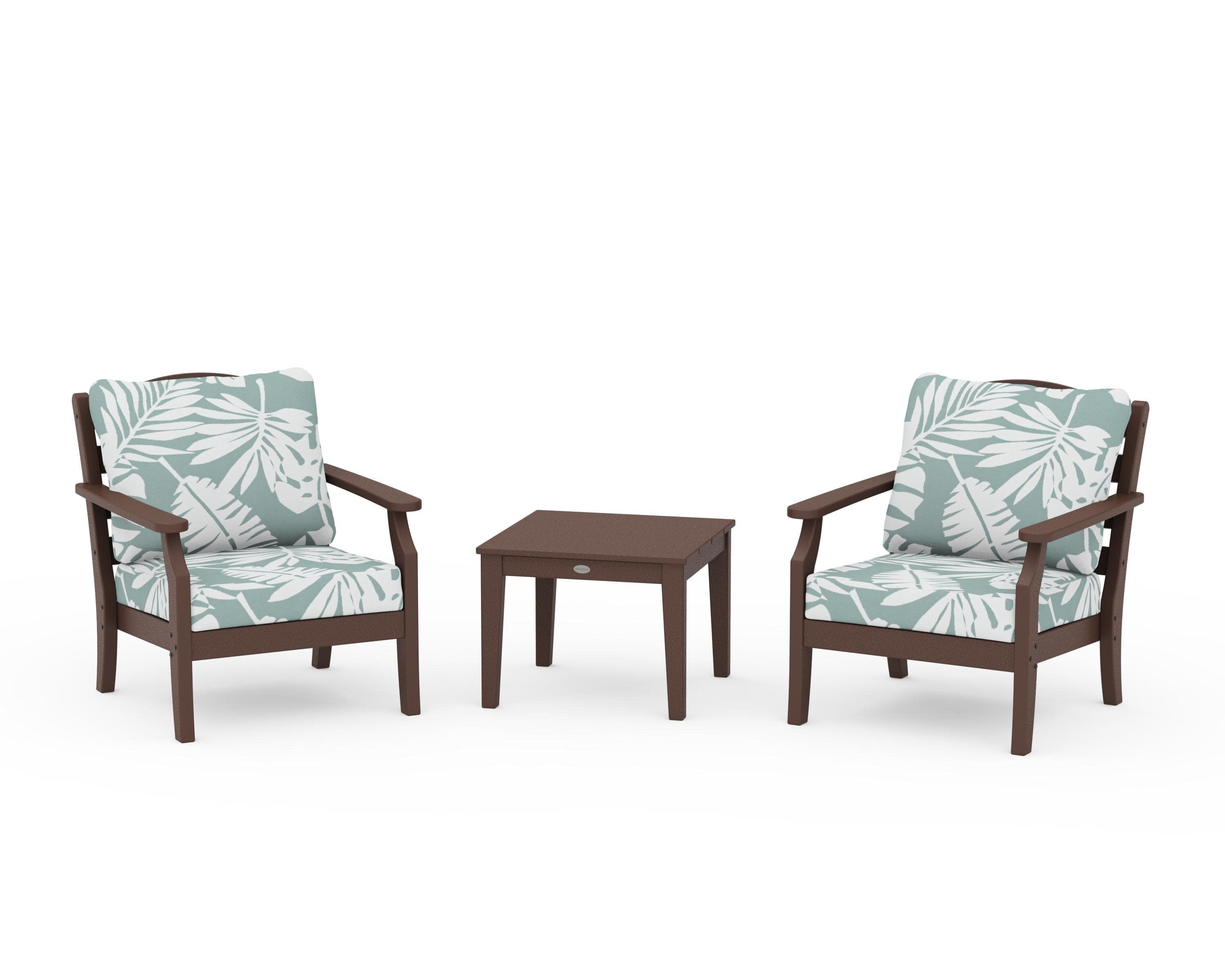 Savannah 3-Piece Deep Seating Set in Mahogany / Leaf Glacier Spa