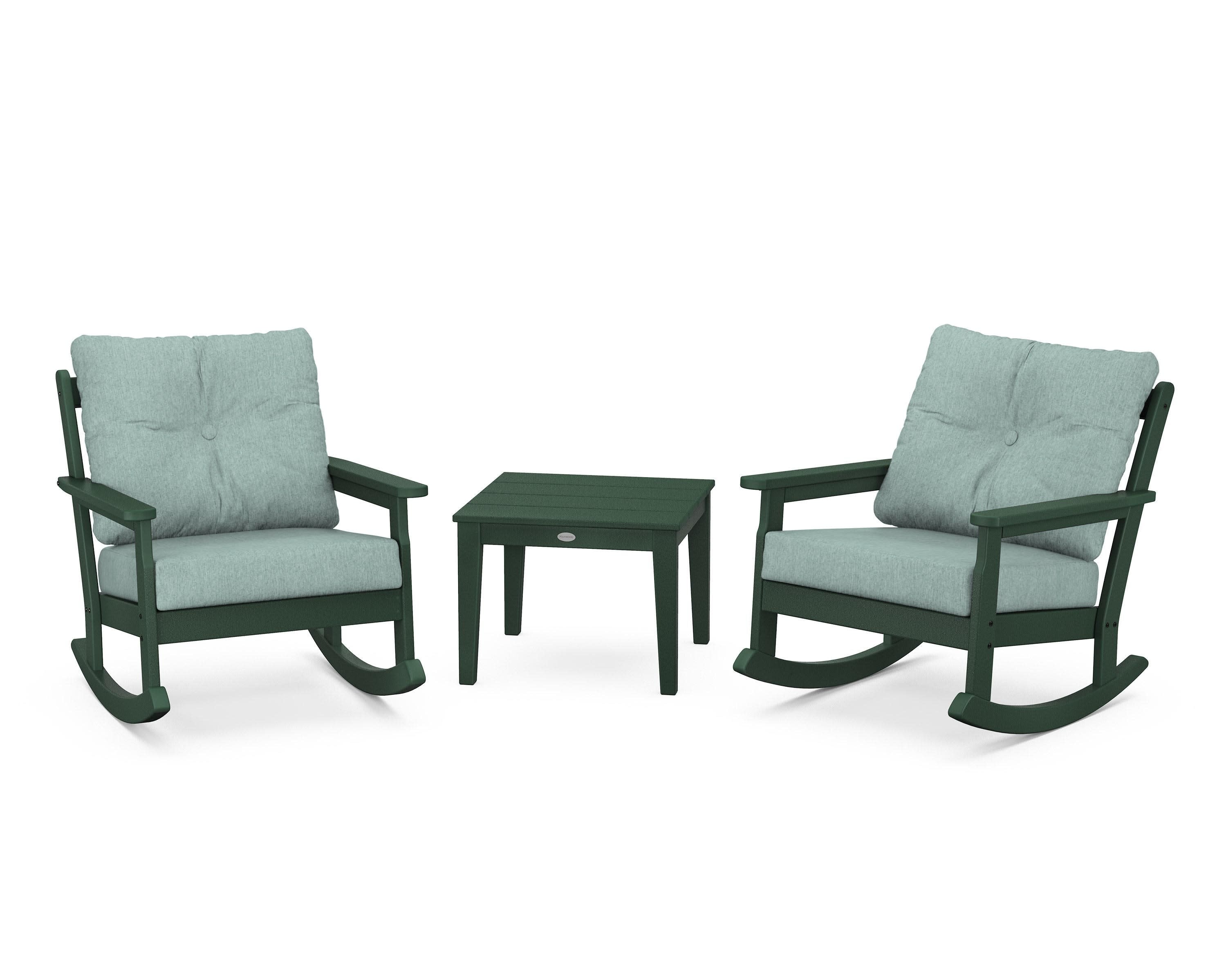 Vineyard 3-Piece Deep Seating Rocker Set in Green / Glacier Spa