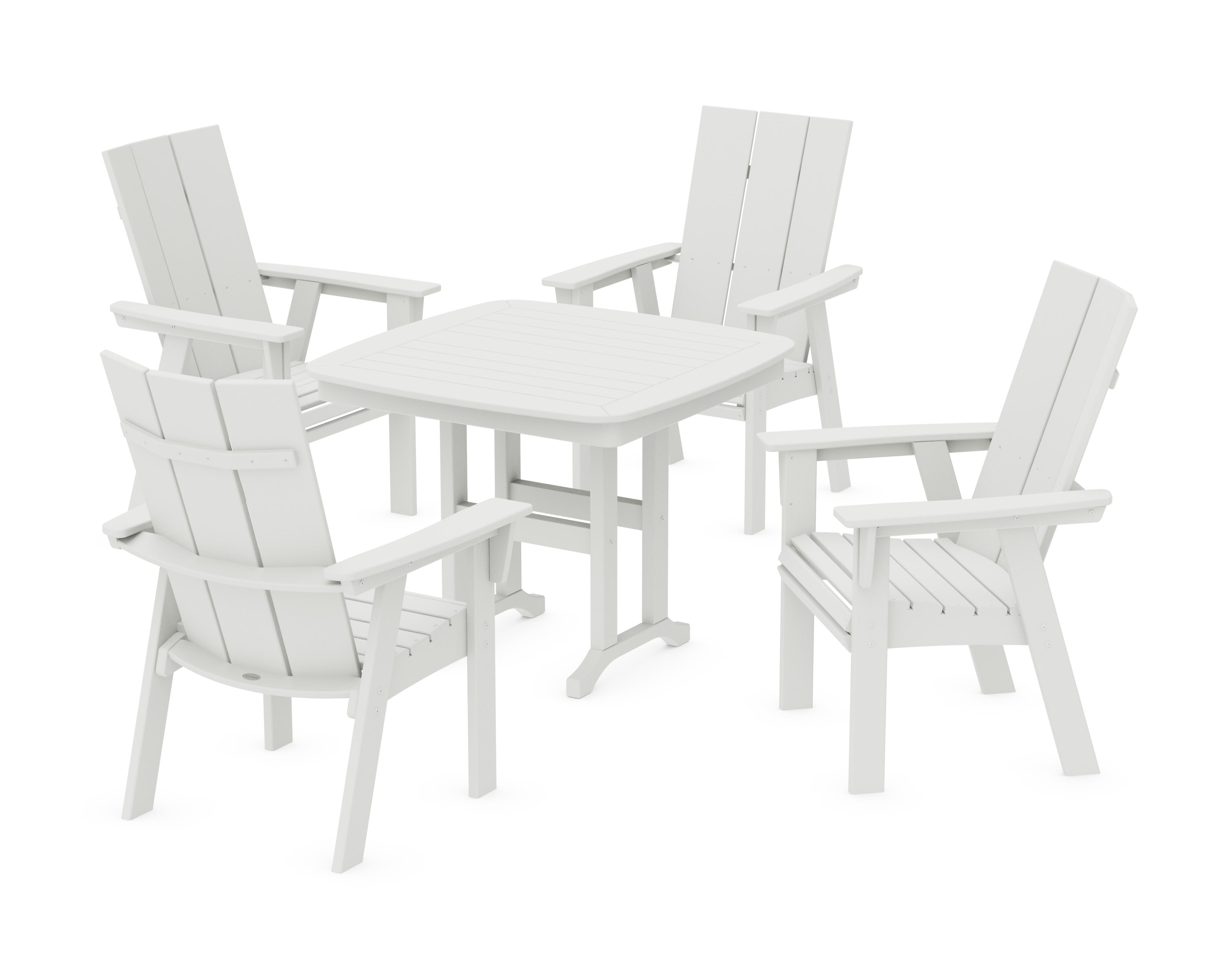 Modern Curveback Adirondack 5-Piece Dining Set in Vintage White