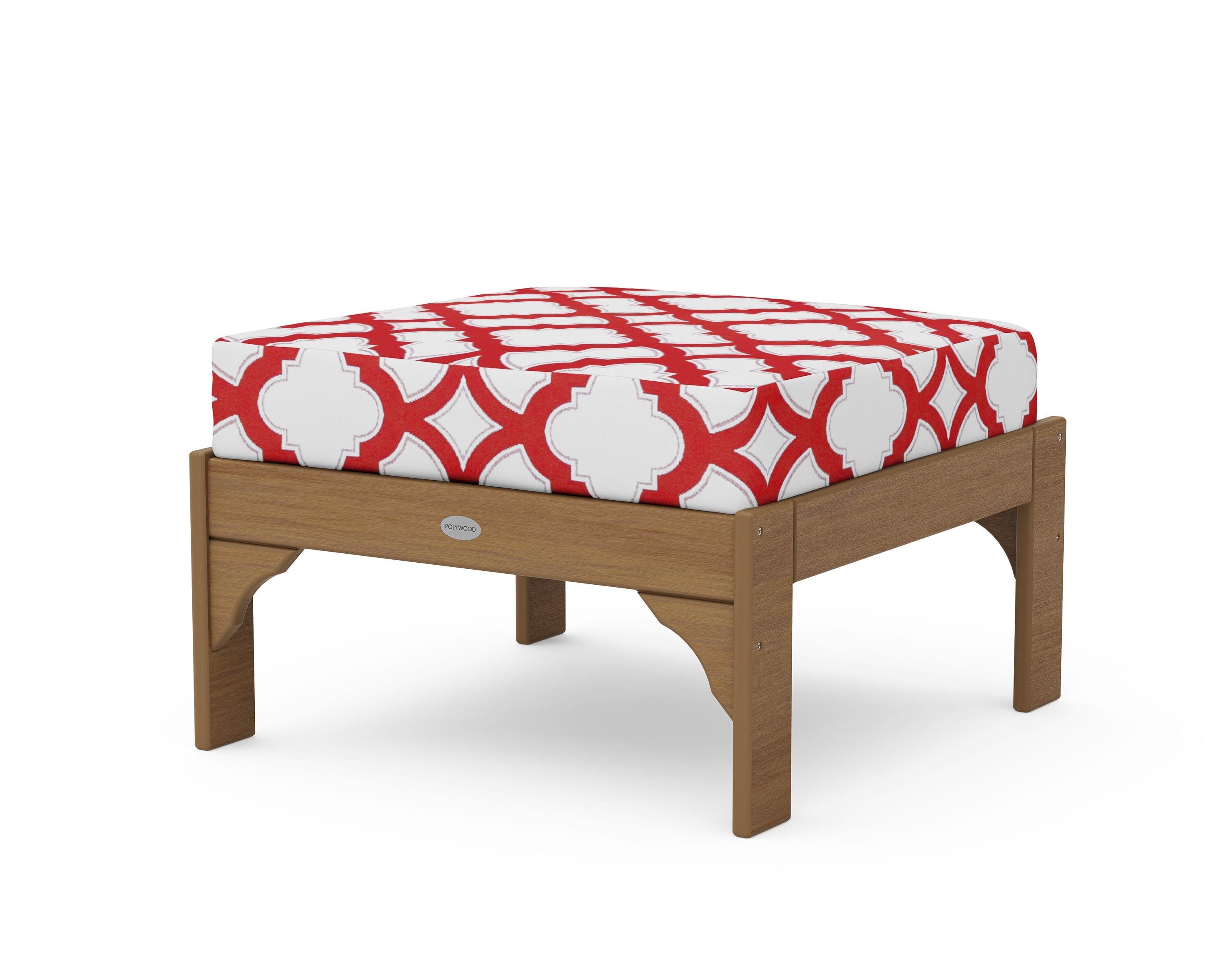 Vineyard Deep Seating Ottoman in Natural / Trellis Crimson