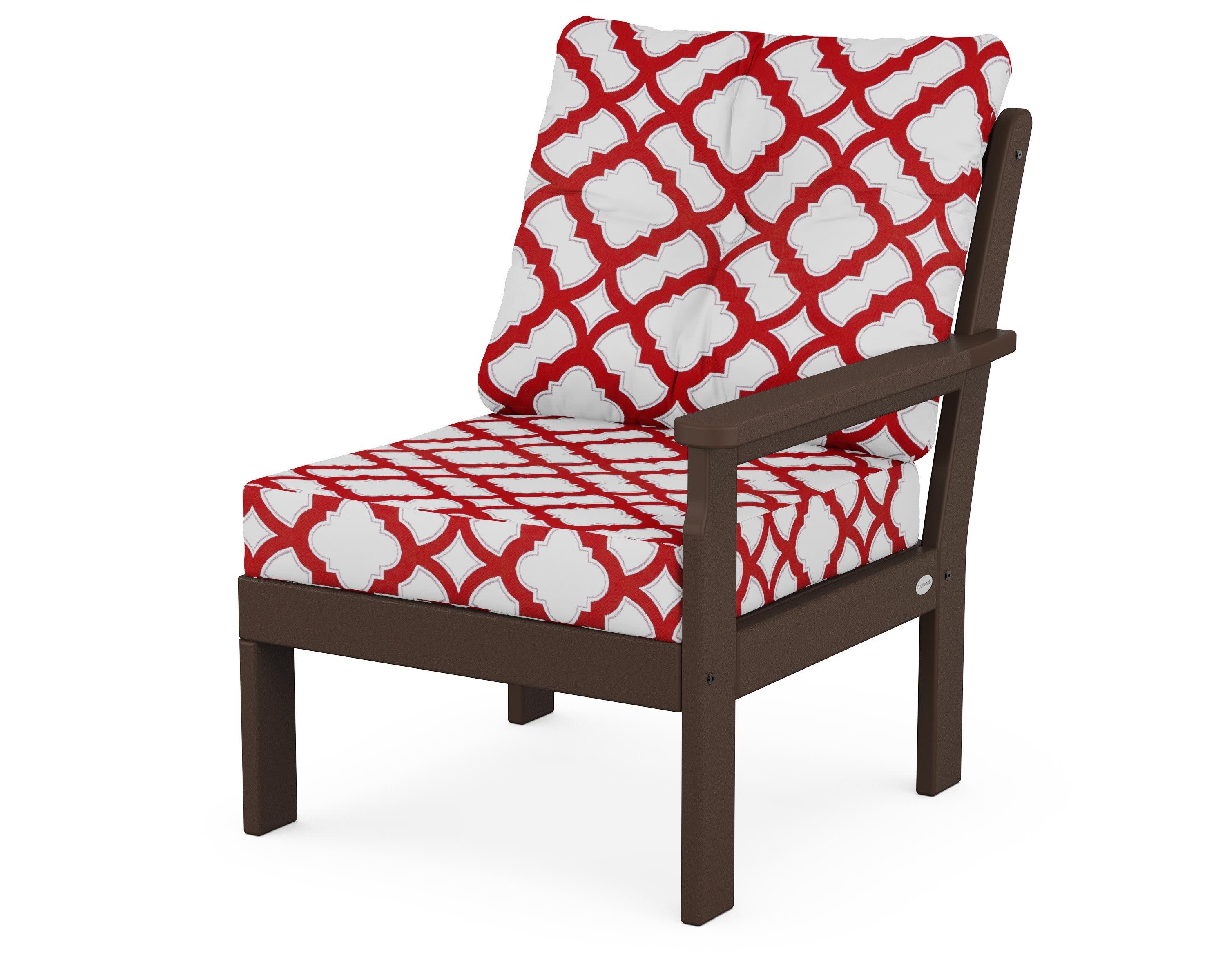 Vineyard Modular Right Arm Chair in Mahogany / Trellis Crimson