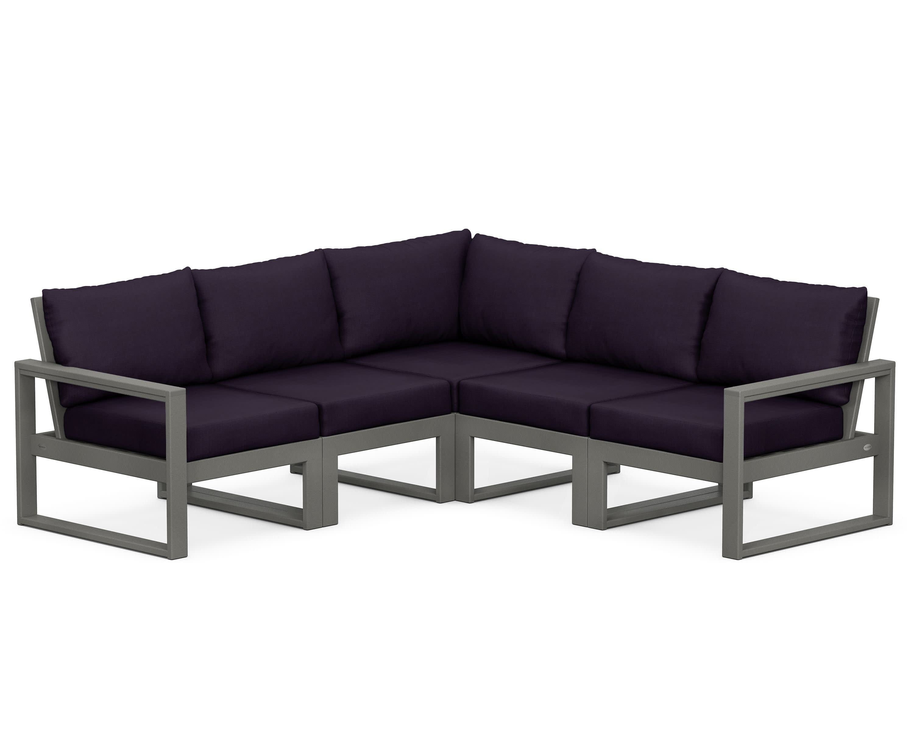 EDGE 5-Piece Modular Deep Seating Set in Slate Grey / Navy Linen