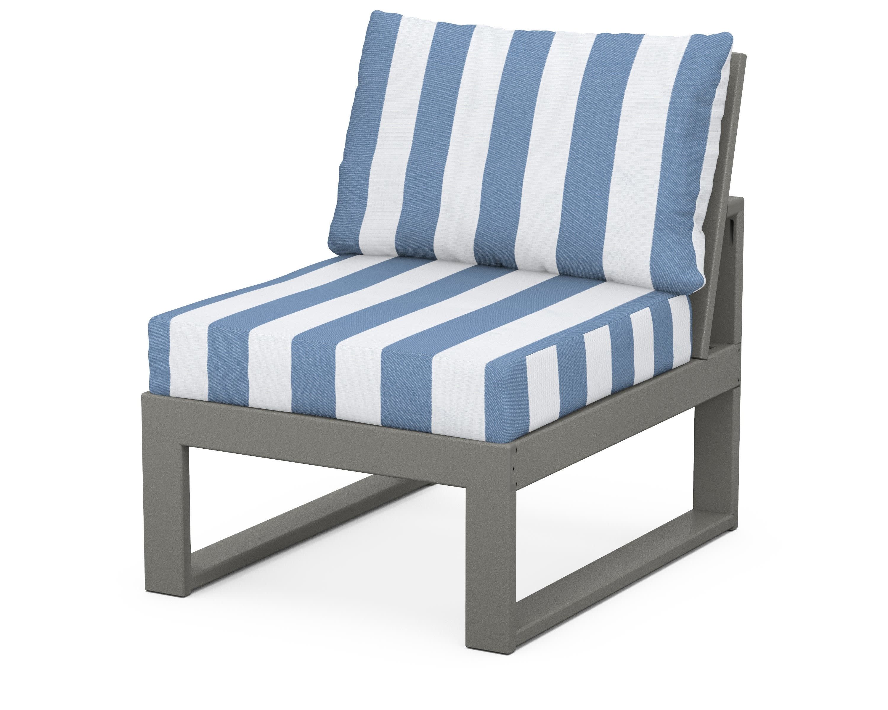 Modular Armless Chair in Slate Grey / Cabana Stripe Sky Blue