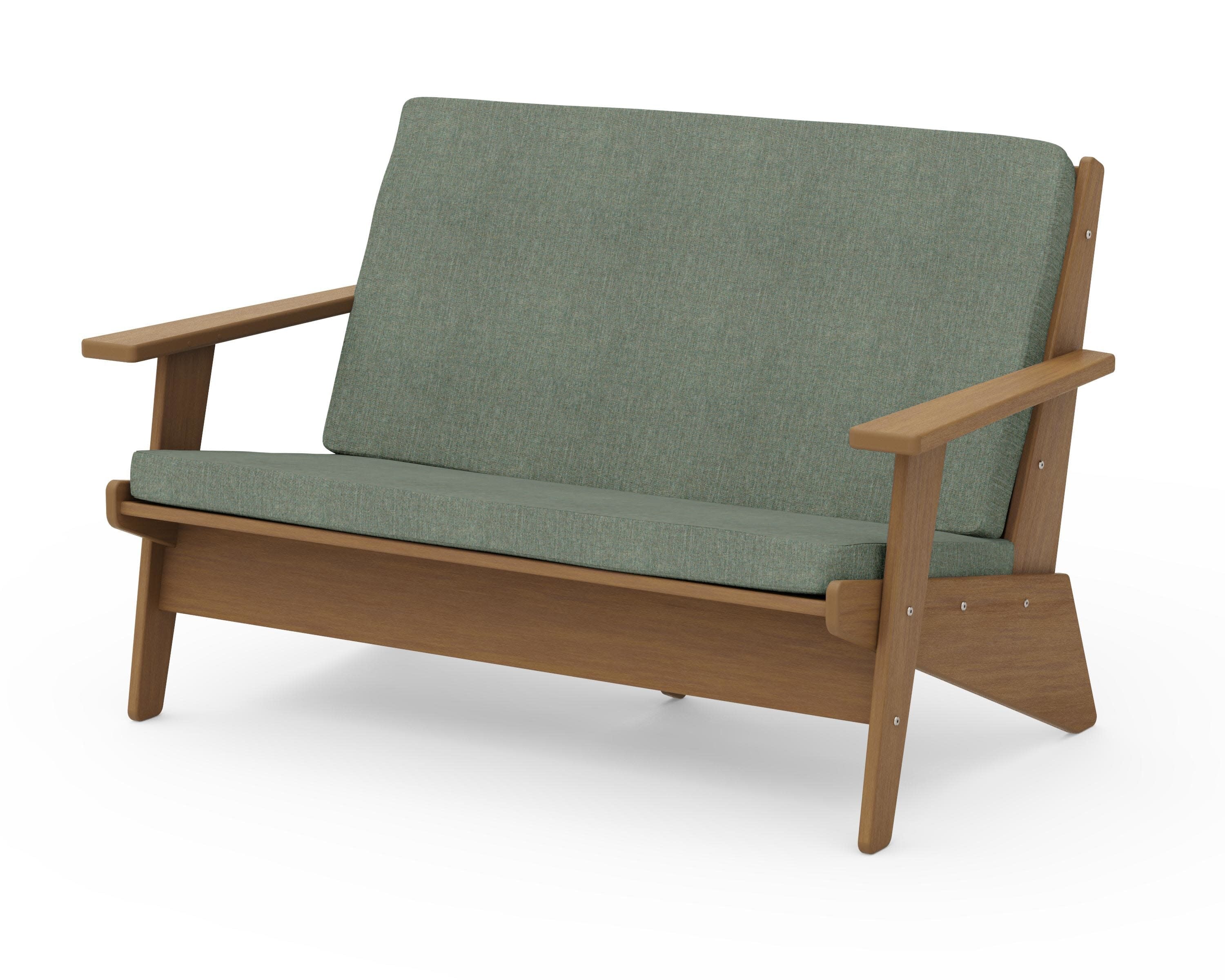 Riviera Modern Lounge Loveseat in Natural / Cast Sage