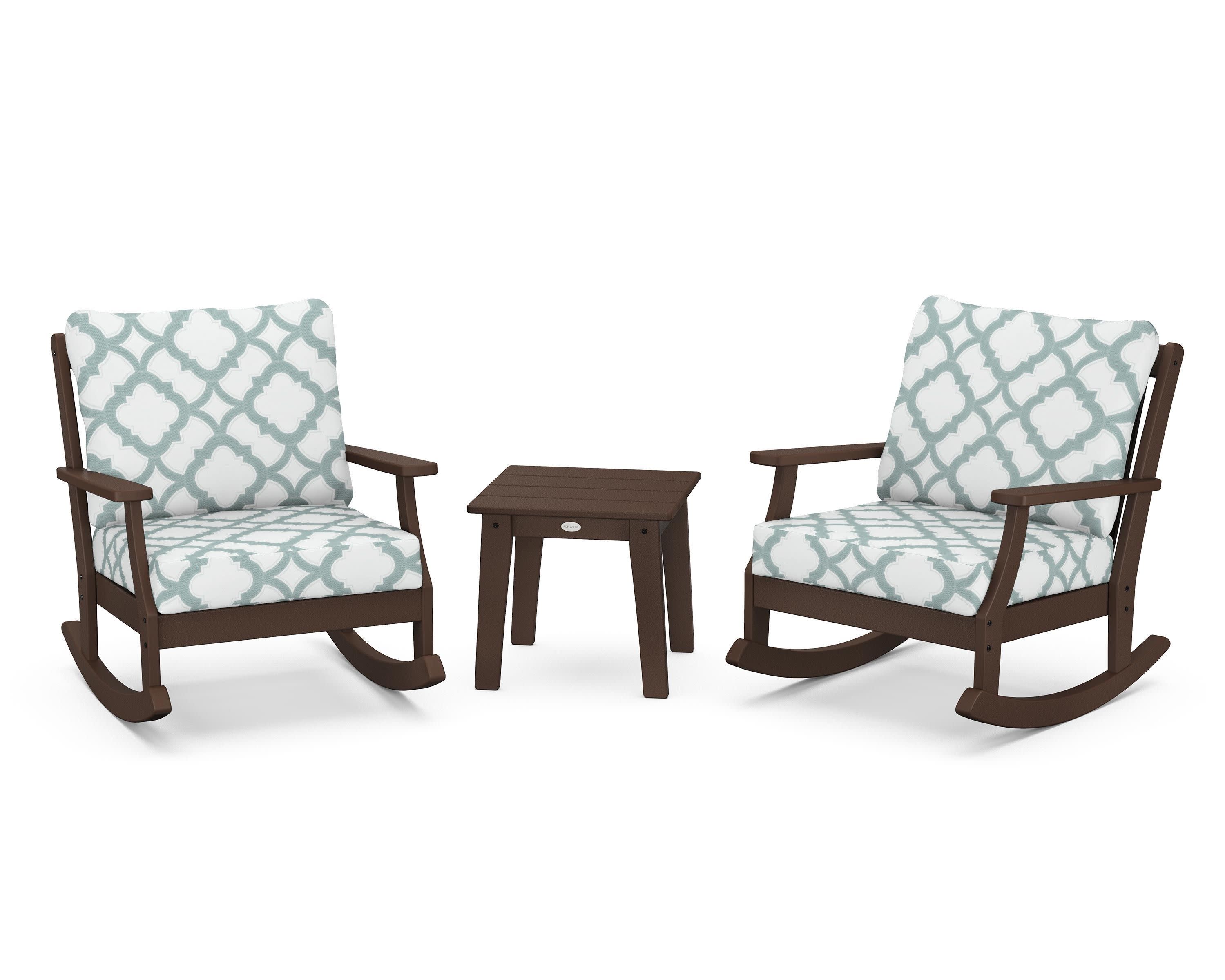 Braxton 3-Piece Deep Seating Rocker Set in Mahogany / Trellis Glacier Spa