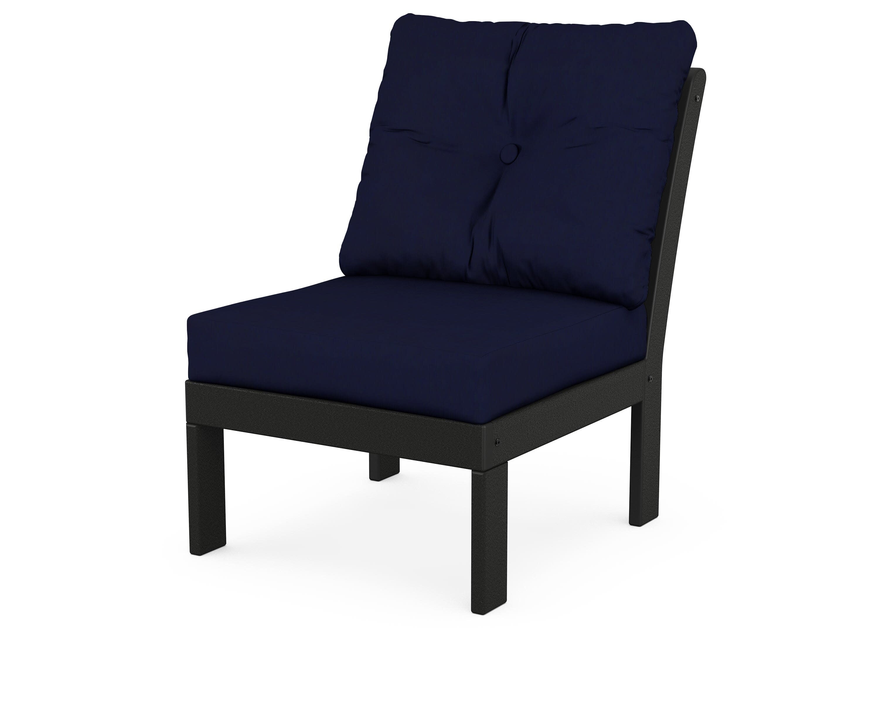 Vineyard Modular Armless Chair in Black / Navy