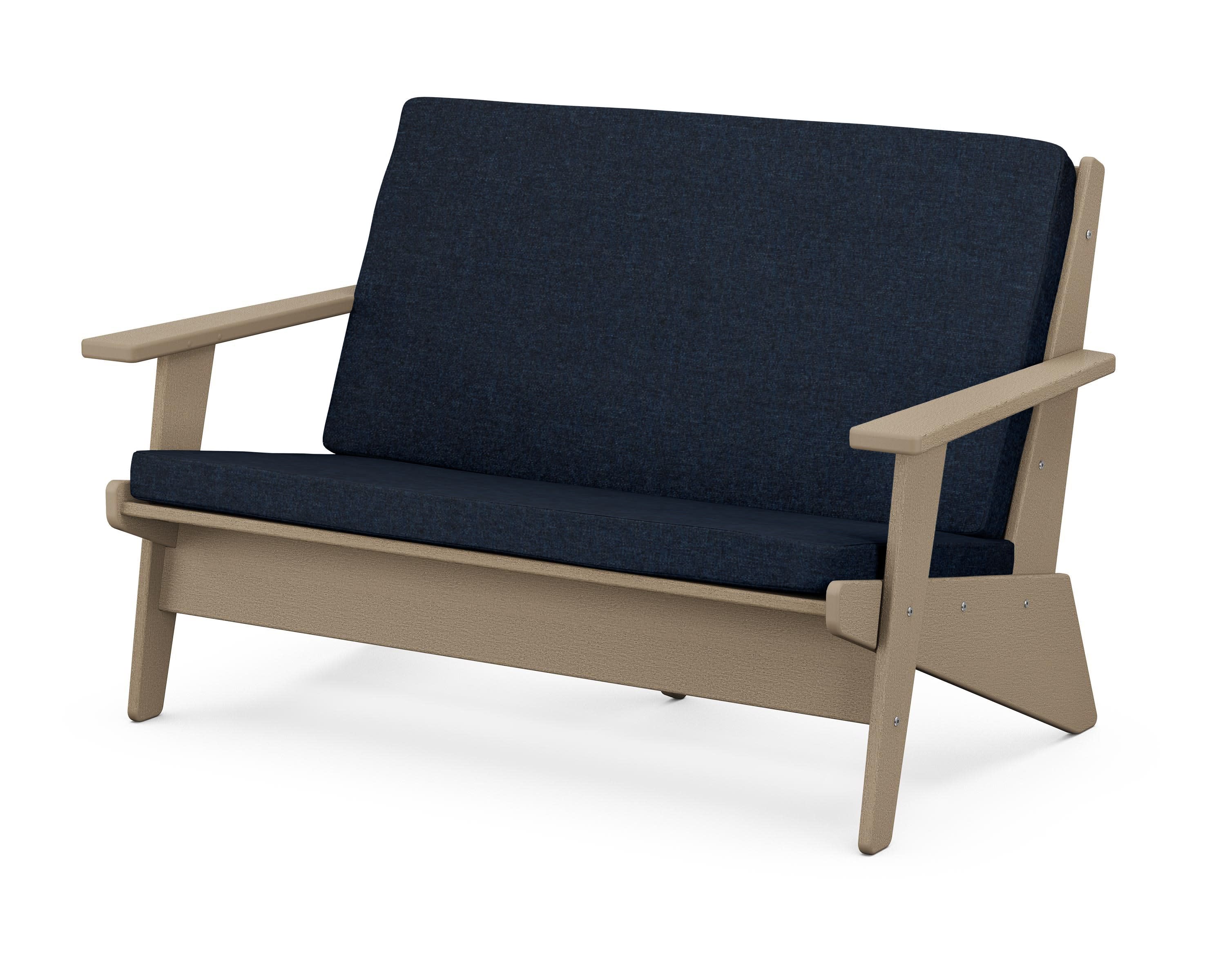 Riviera Modern Lounge Loveseat in Vintage Sahara / Marine Indigo