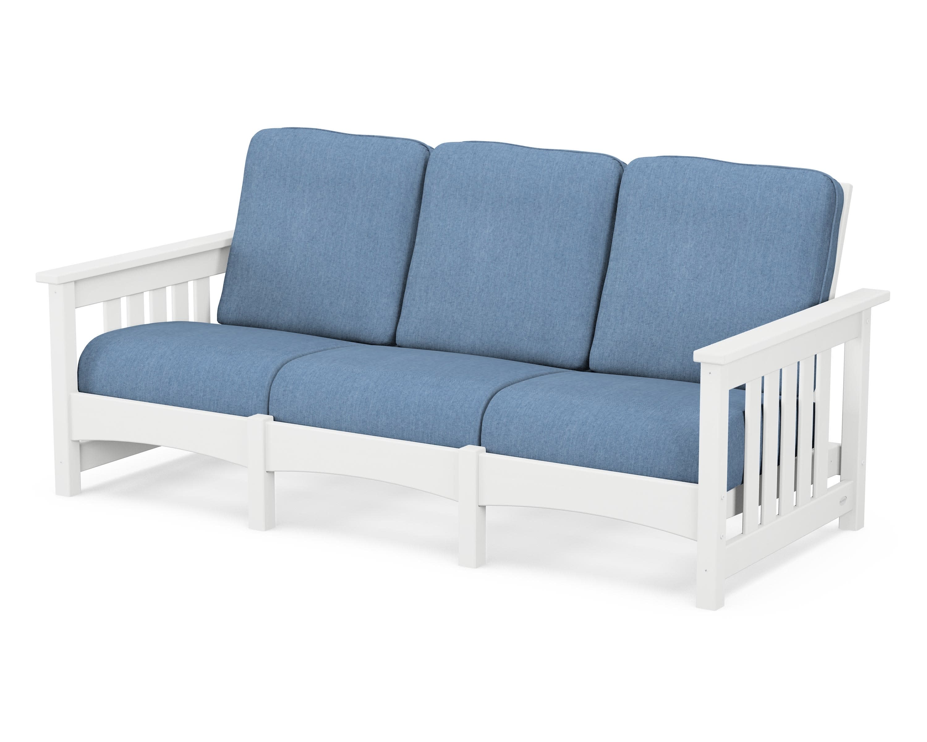 Club Mission Sofa in White / Sky Blue