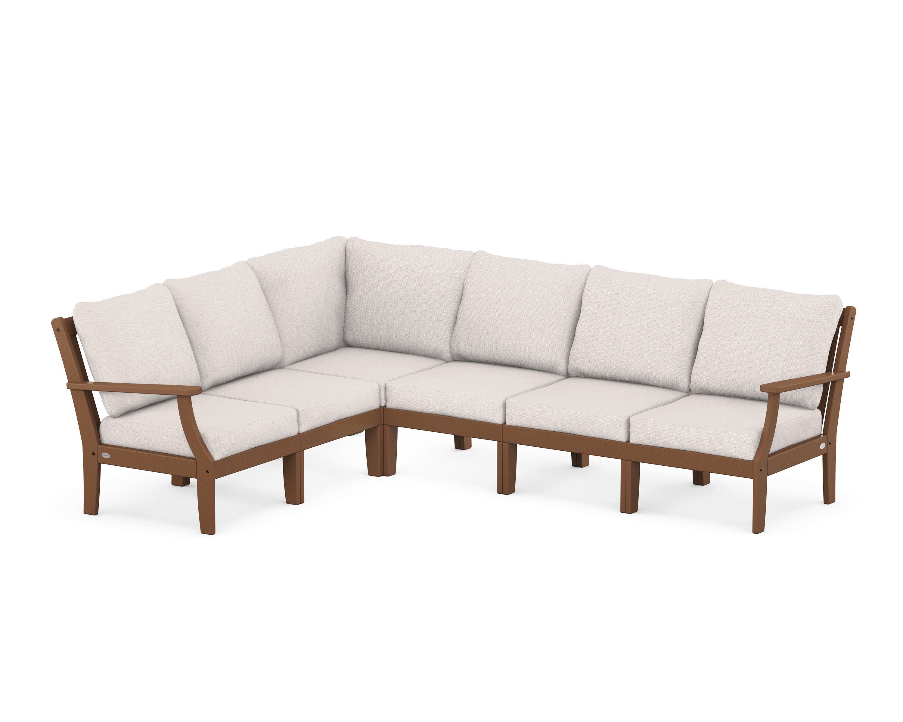 Braxton Modular 6-Piece Deep Seating Set in Teak / Dune Burlap