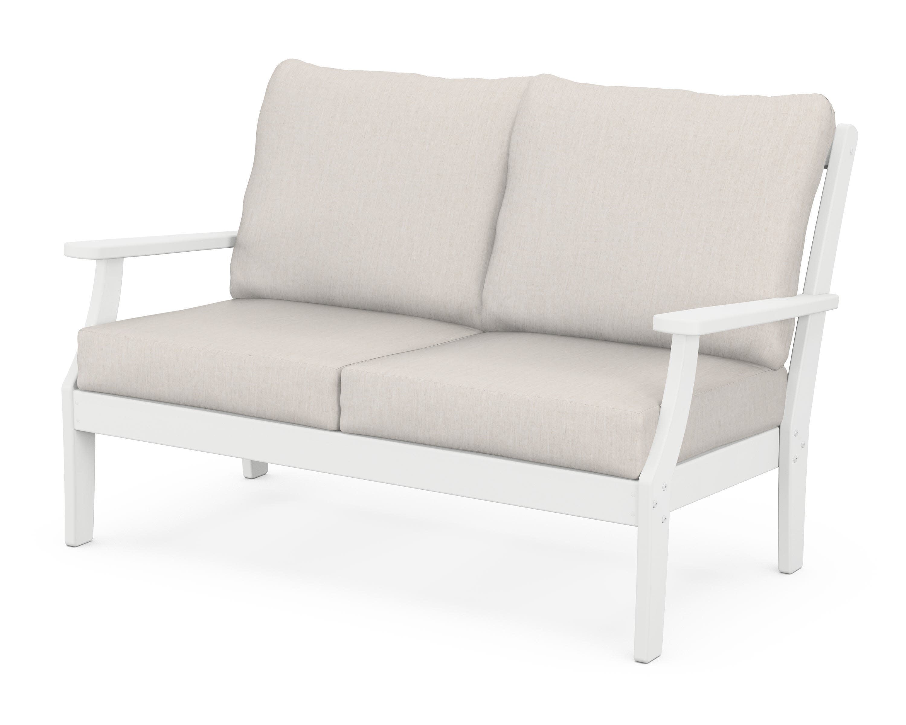 Braxton Deep Seating Loveseat in White / Cast Ash