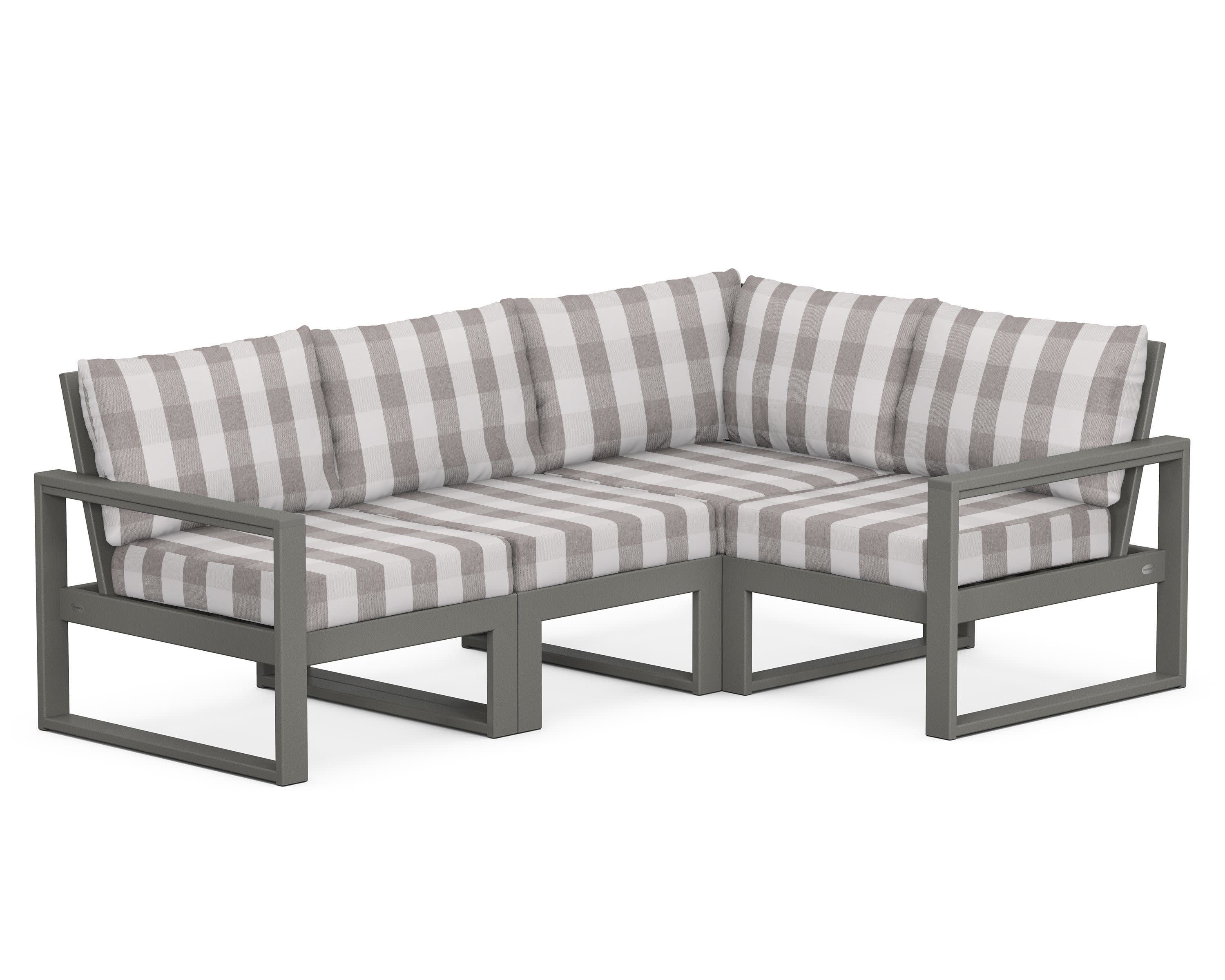 EDGE 4-Piece Modular Deep Seating Set in Slate Grey / Buffalo Plaid Grey Mist