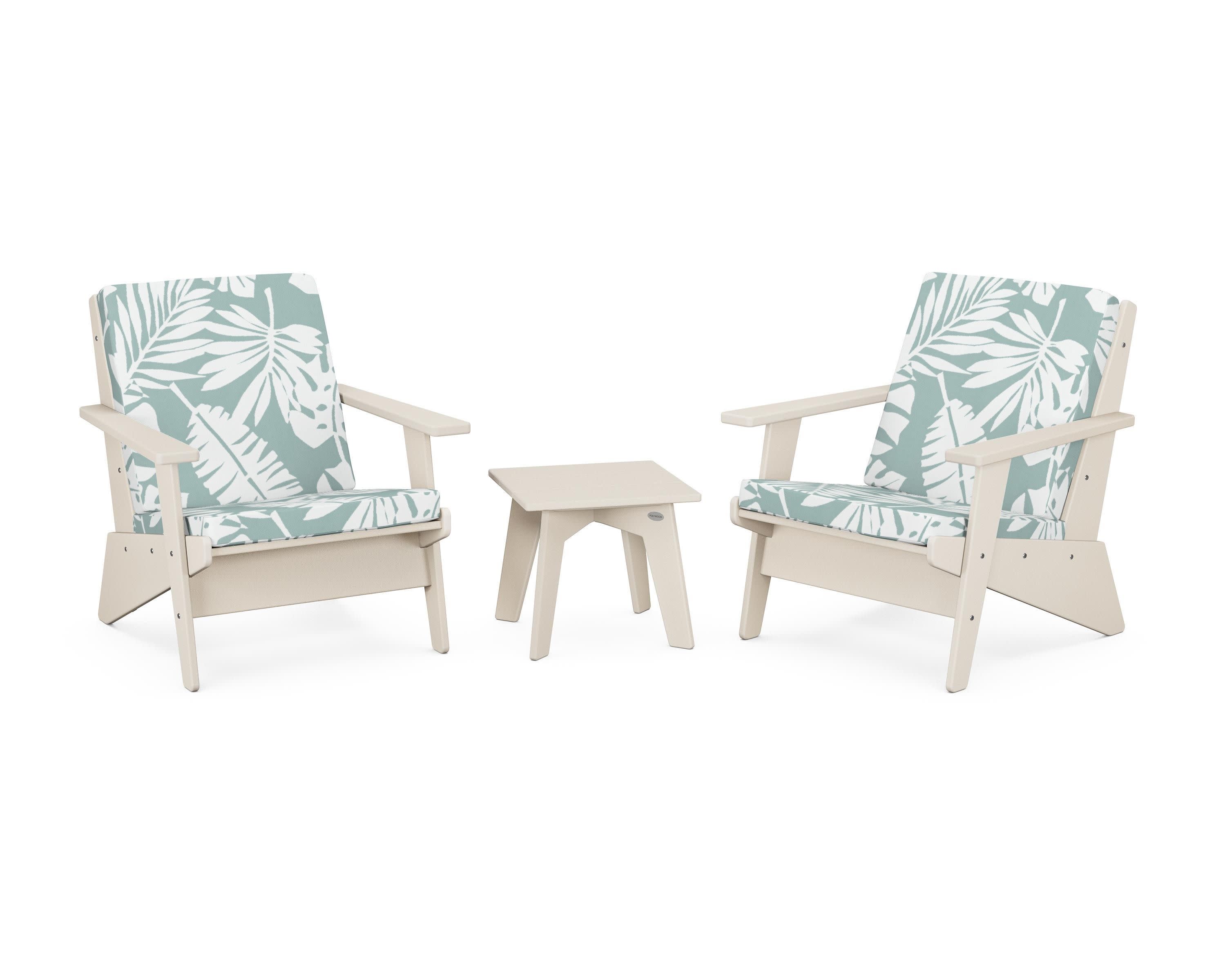 Riviera Modern Lounge 3-Piece Set in Sand / Leaf Glacier Spa