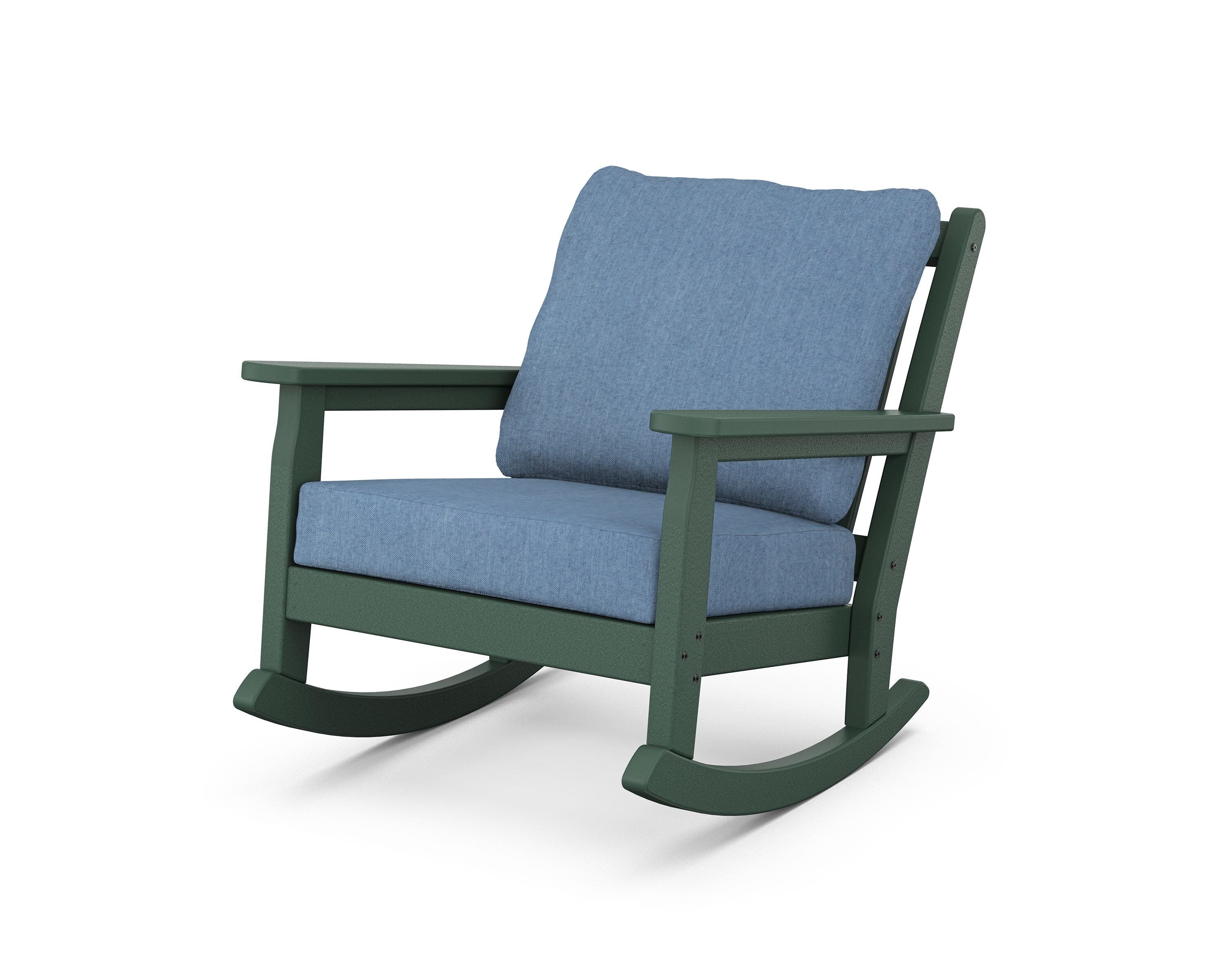 Chippendale Deep Seating Rocking Chair in Green / Sky Blue