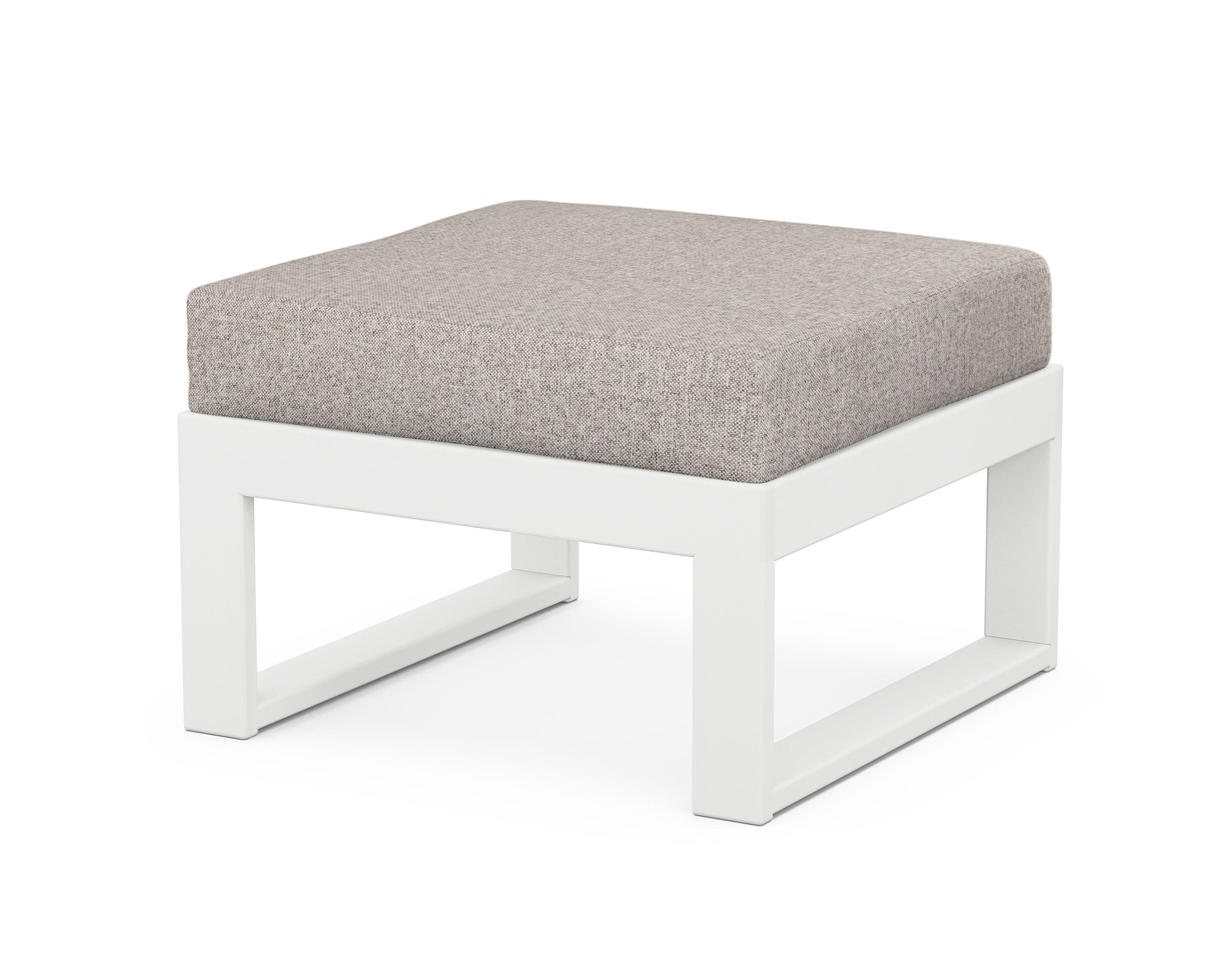 Modular Ottoman - Modern in White / Weathered Tweed