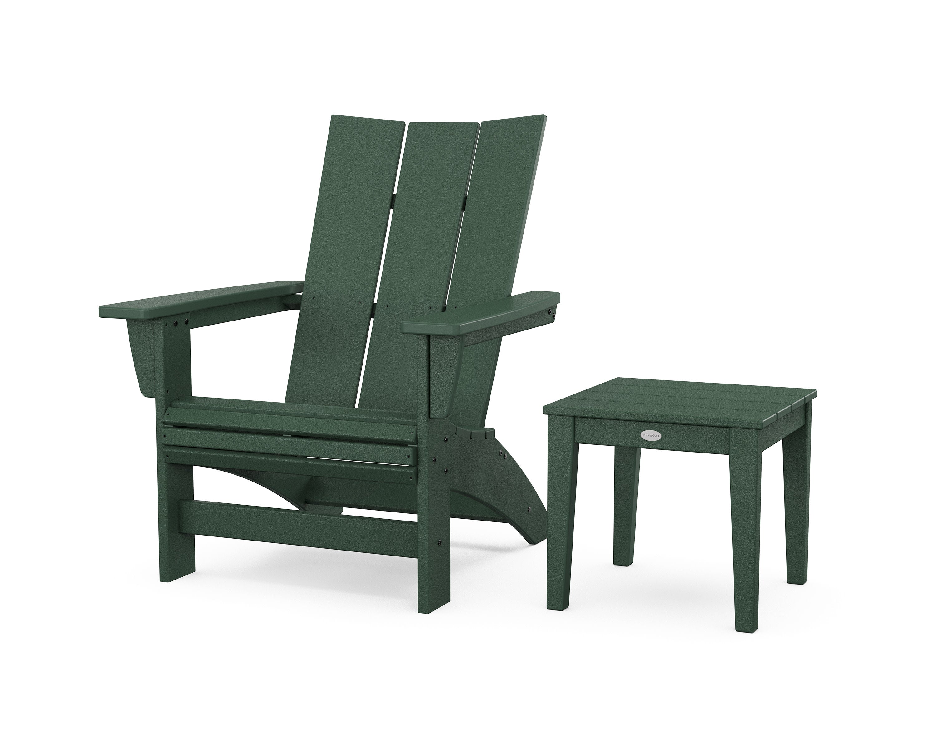 Modern Grand Adirondack Chair with Side Table in Green
