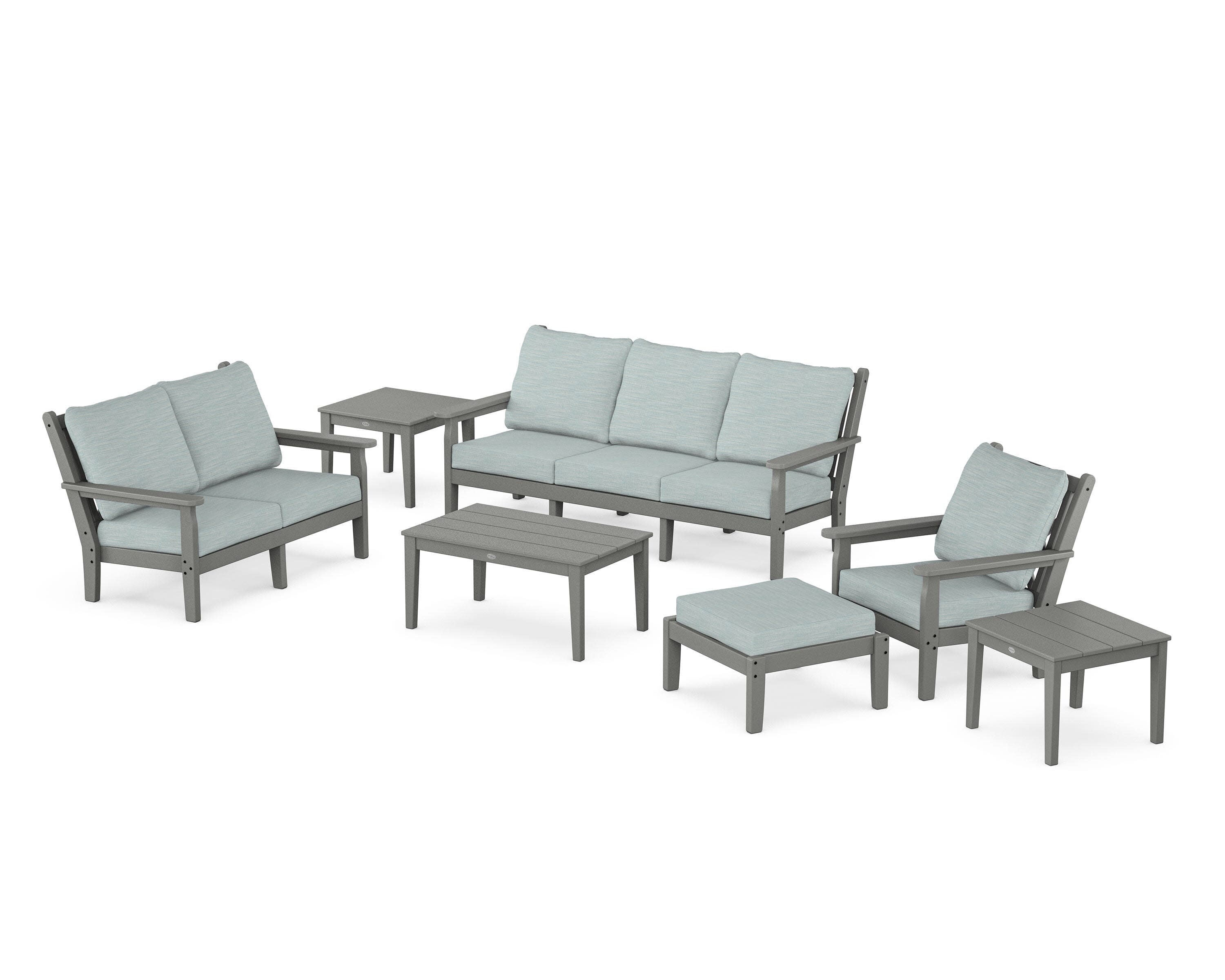 Chippendale 7-Piece Deep Seating Set in Slate Grey / Soothe Mist