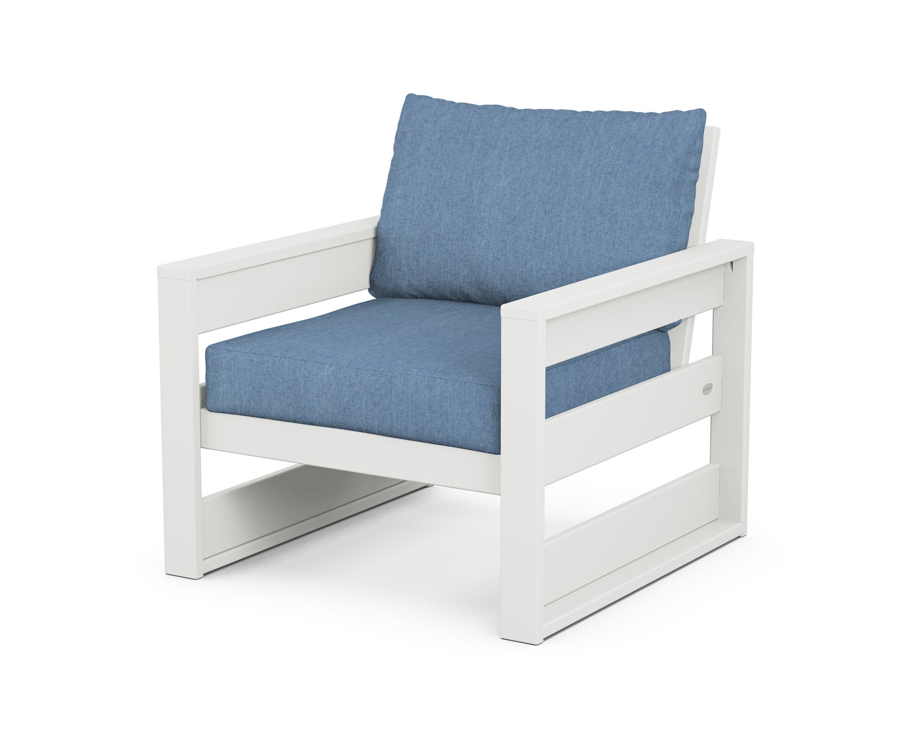 Westport Club Chair in White / Sky Blue
