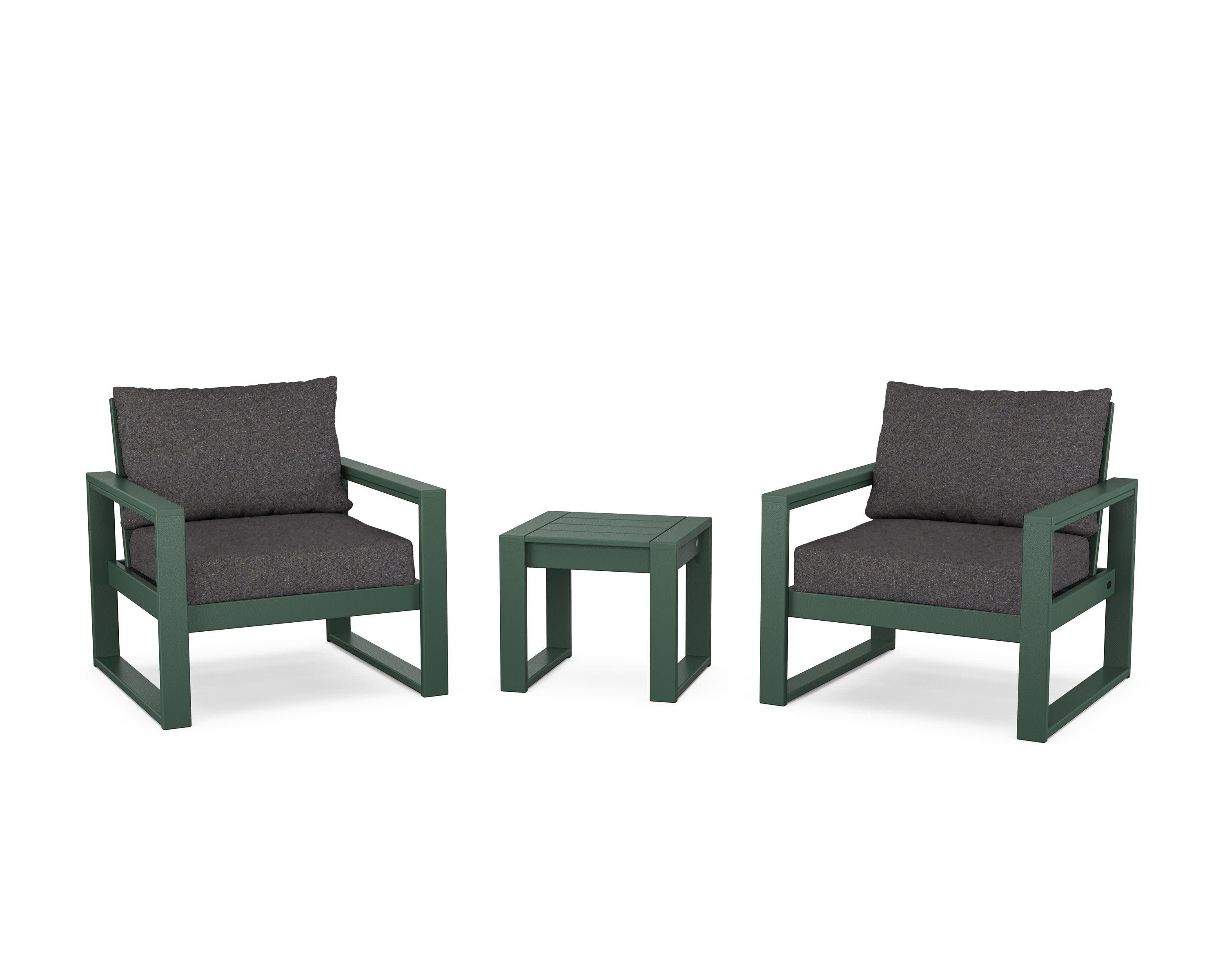 EDGE Sectional 3-Piece Deep Seating Set in Green / Ash Charcoal