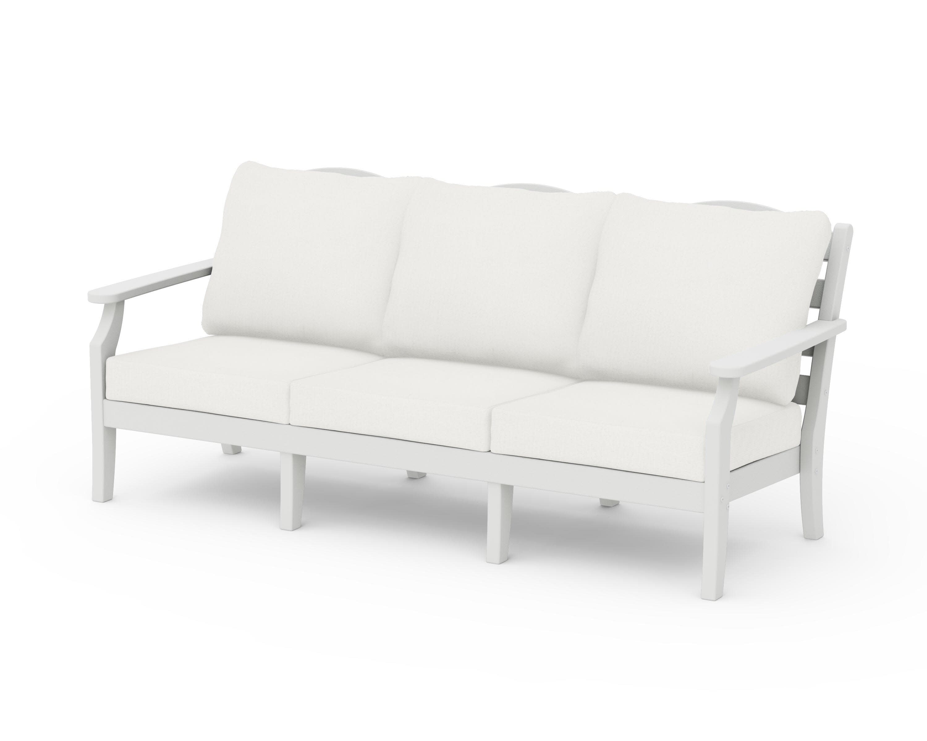 Savannah Deep Seating Sofa in Vintage White / Natural Linen
