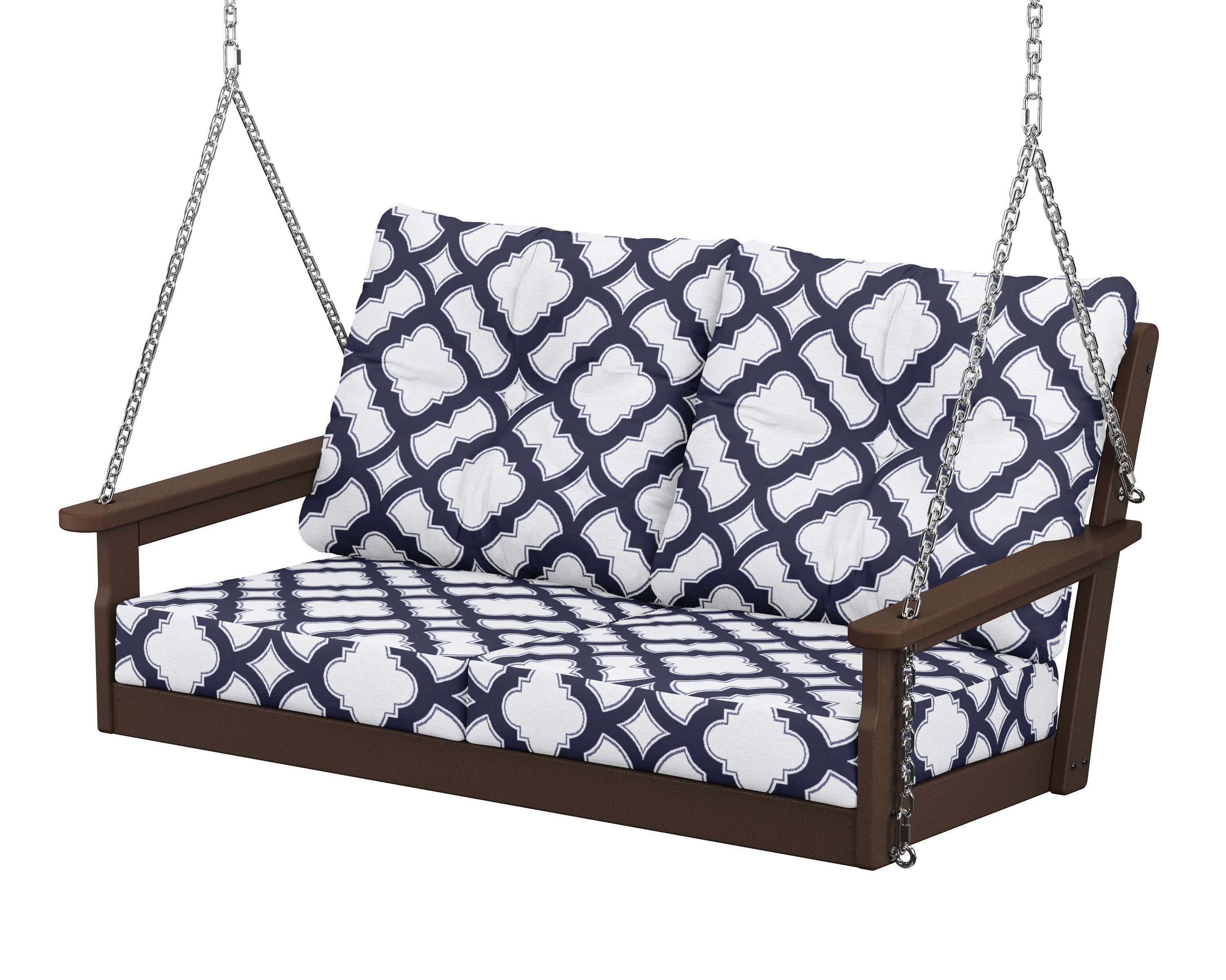 Vineyard Deep Seating Swing in Mahogany / Trellis Navy
