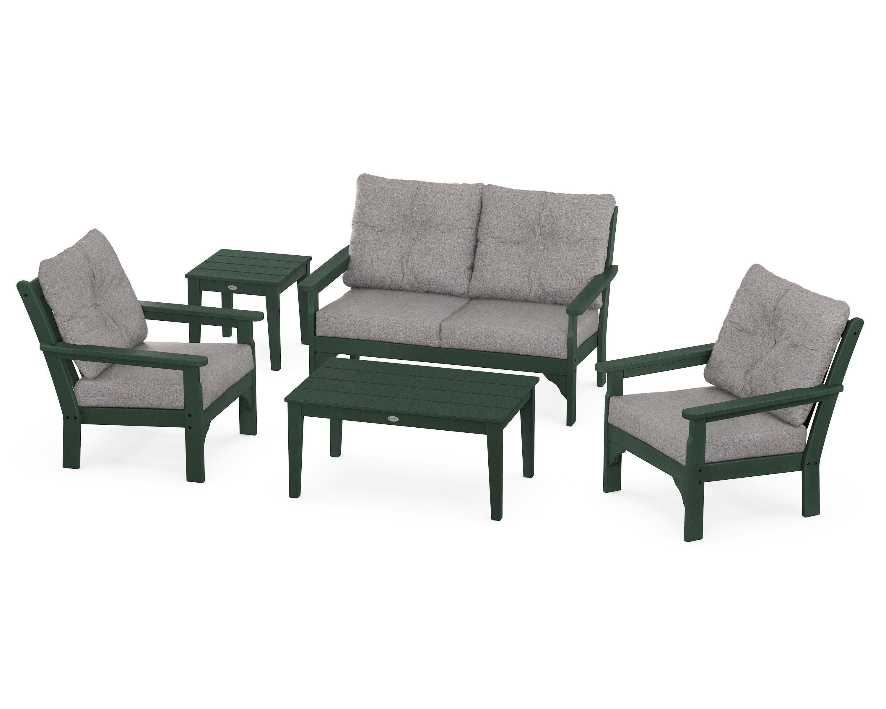 Vineyard 5-Piece Deep Seating Set in Green / Grey Mist
