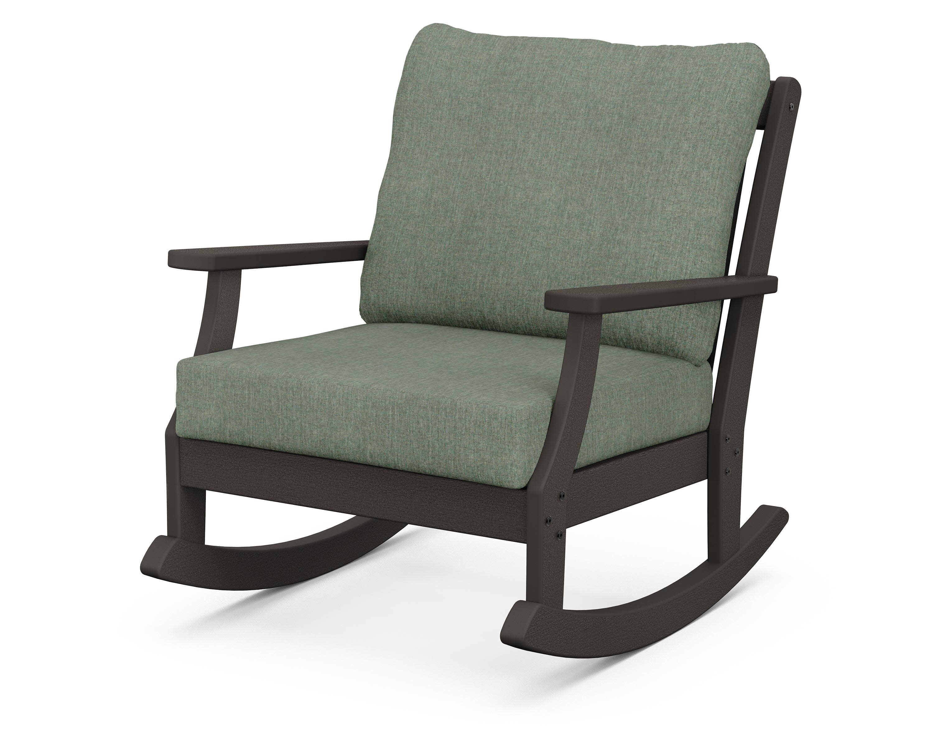 Braxton Deep Seating Rocking Chair in Vintage Coffee / Cast Sage