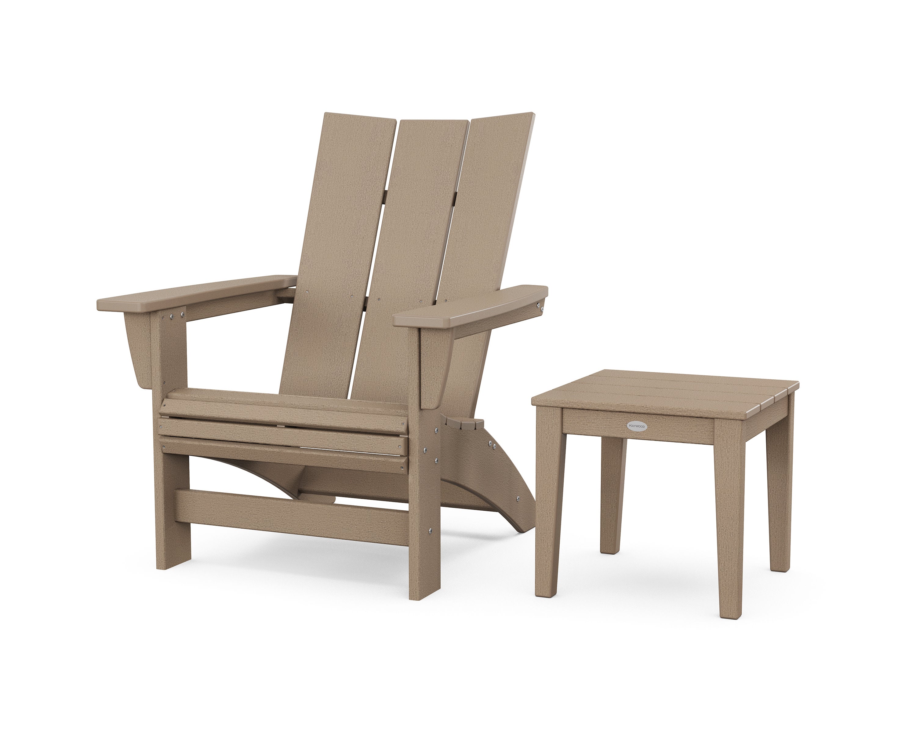 Modern Grand Adirondack Chair with Side Table in Vintage Sahara