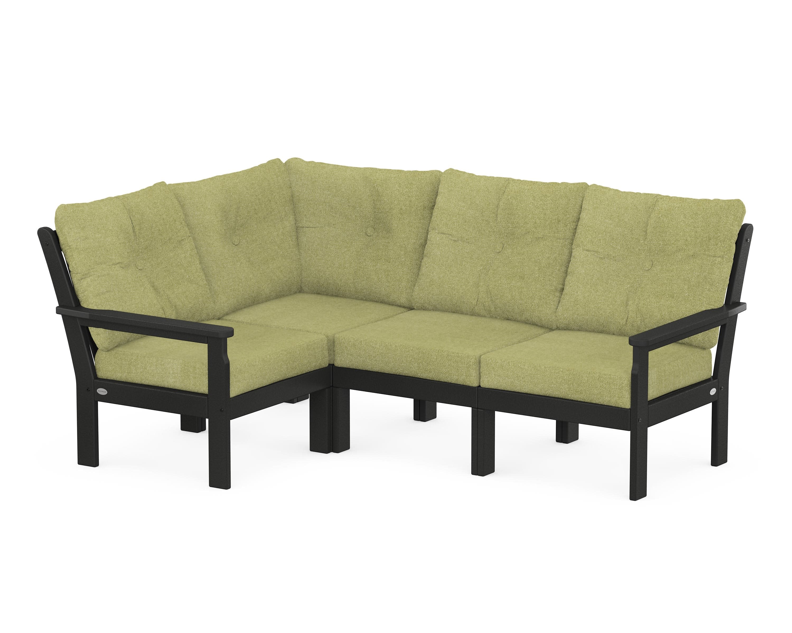 Vineyard 4-Piece Sectional in Black / Chartreuse Boucle