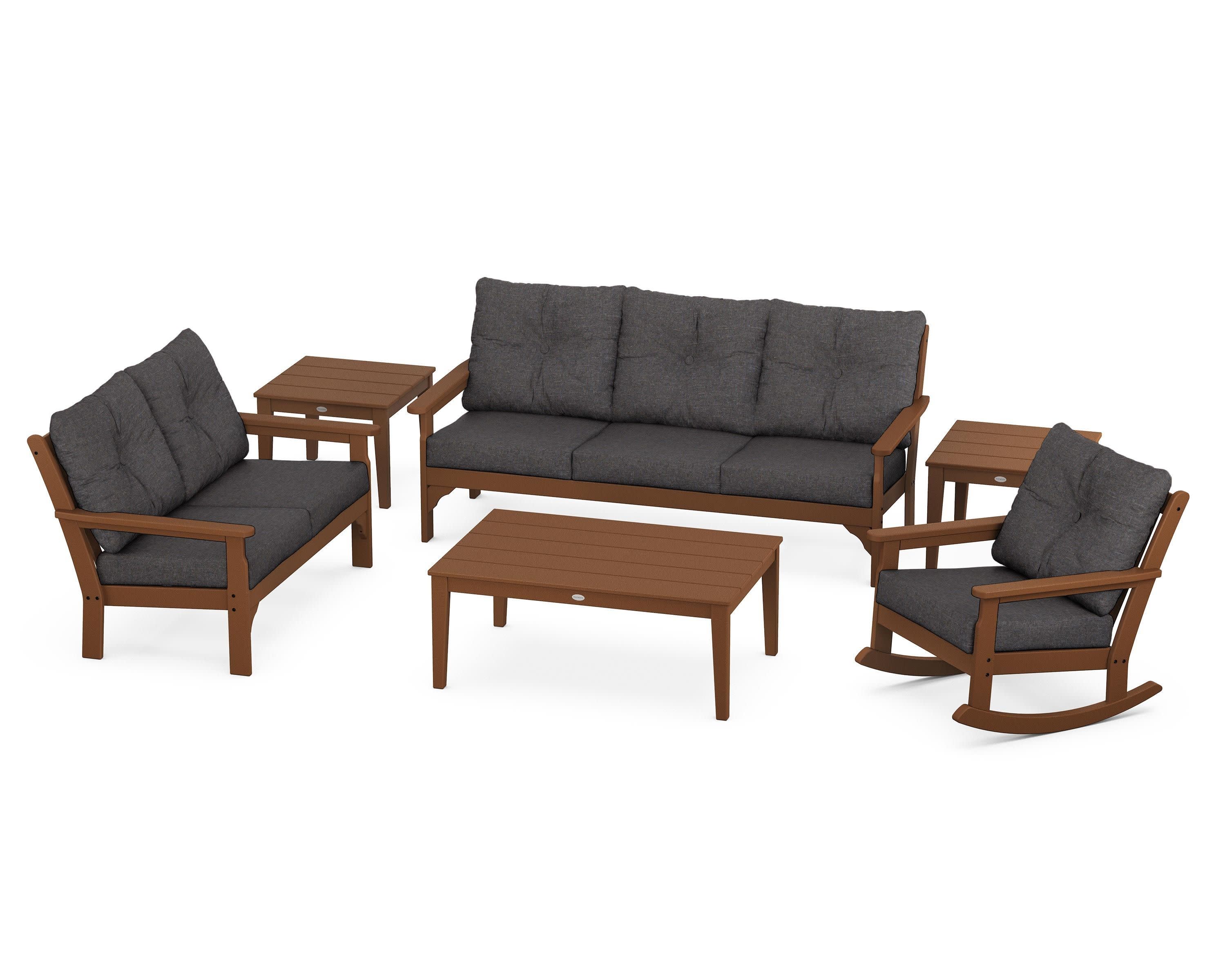 Vineyard 6-Piece Deep Seating Set in Teak / Ash Charcoal