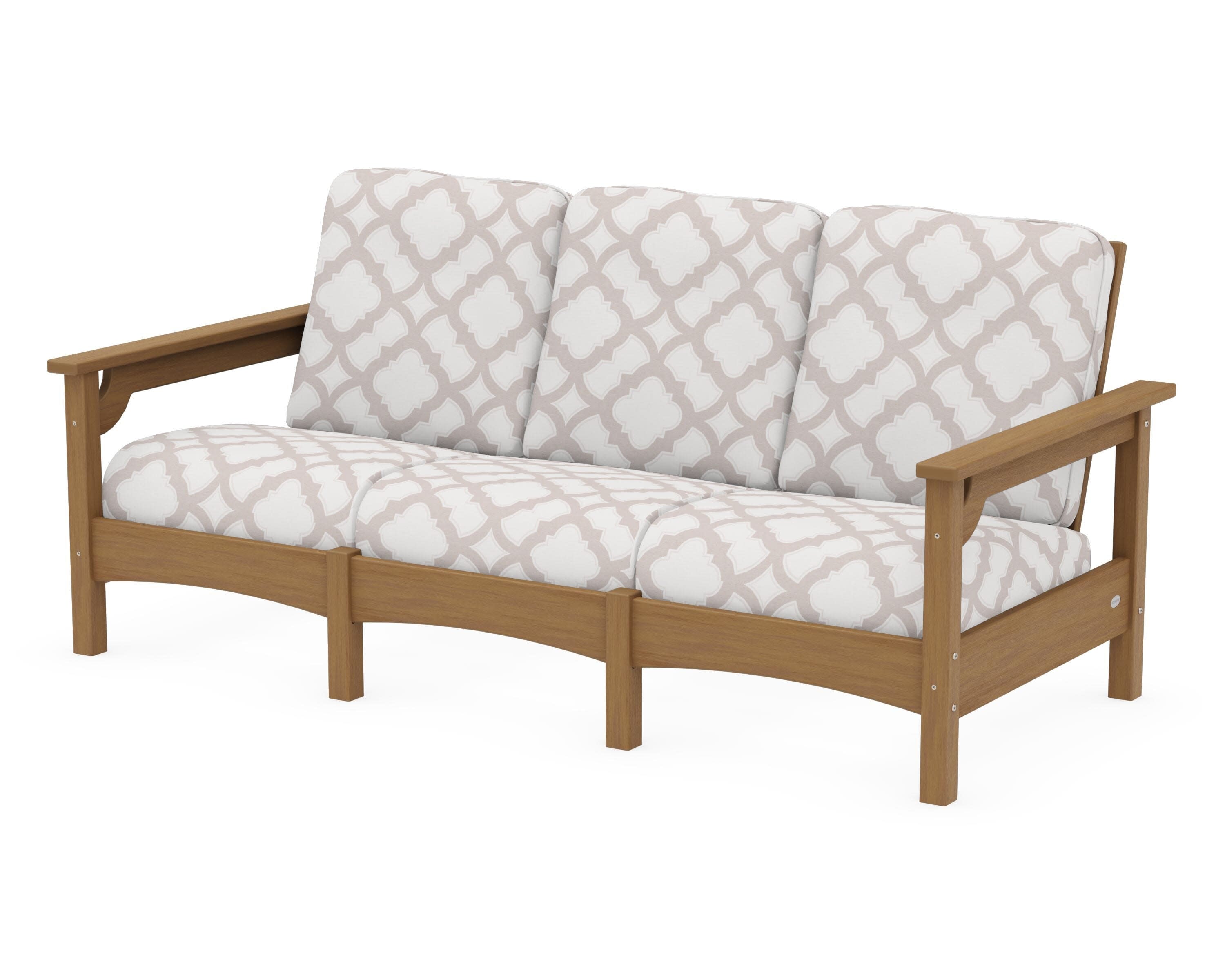 Club Sofa in Natural / Trellis Dune Burlap