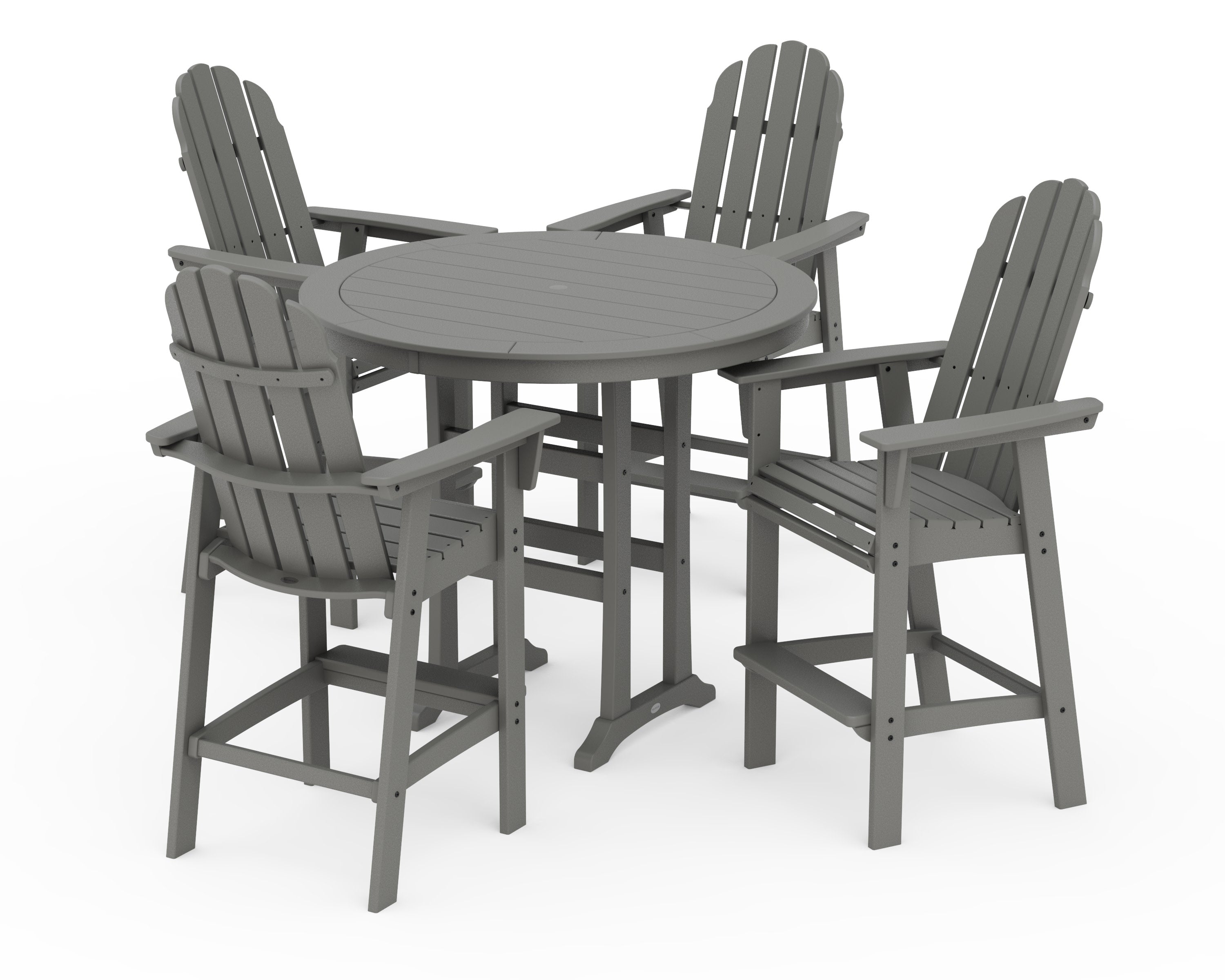 Vineyard Curveback Adirondack 5-Piece Nautical Trestle Bar Set in Slate Grey