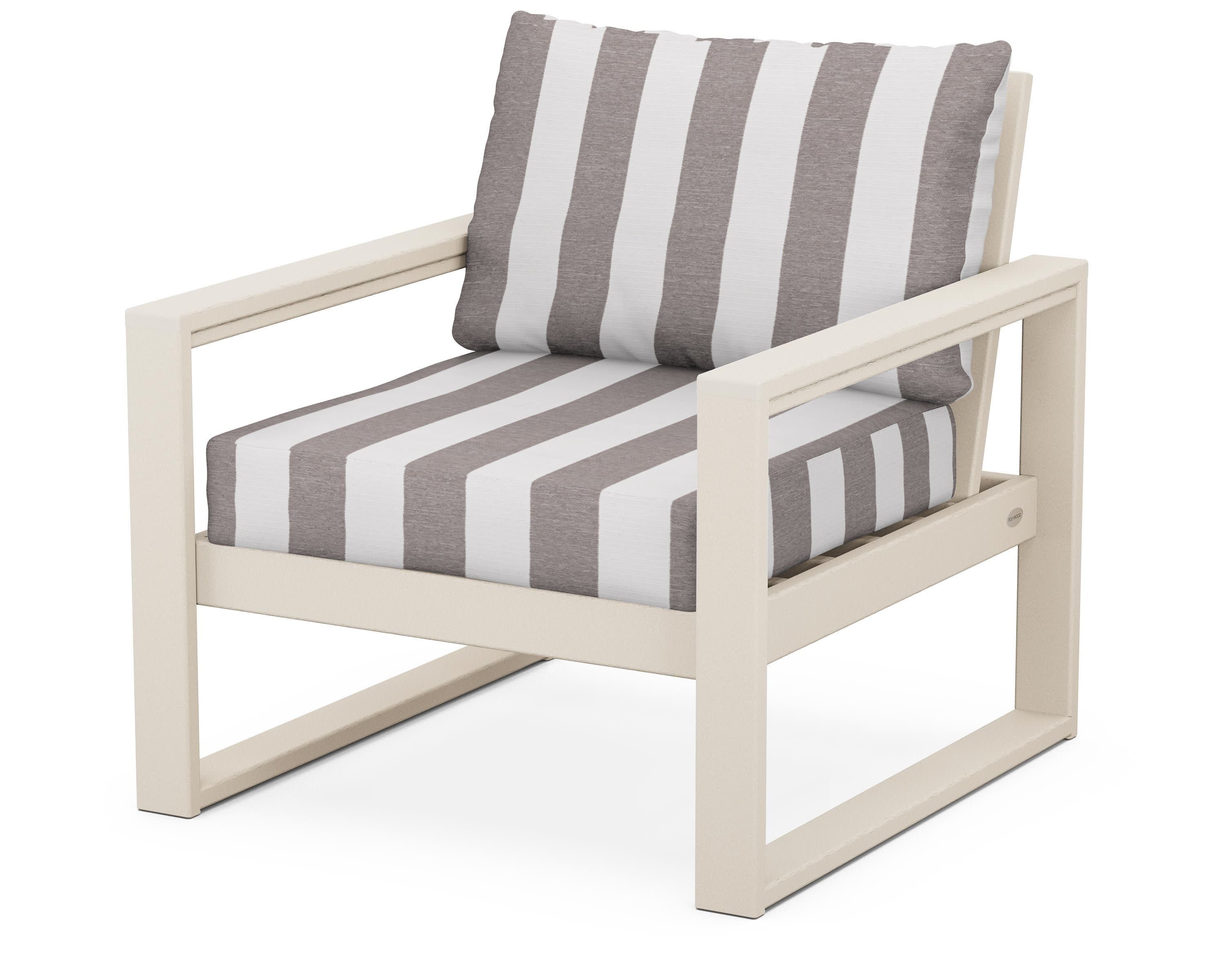 EDGE Club Chair in Sand / Cabana Stripe Grey Mist