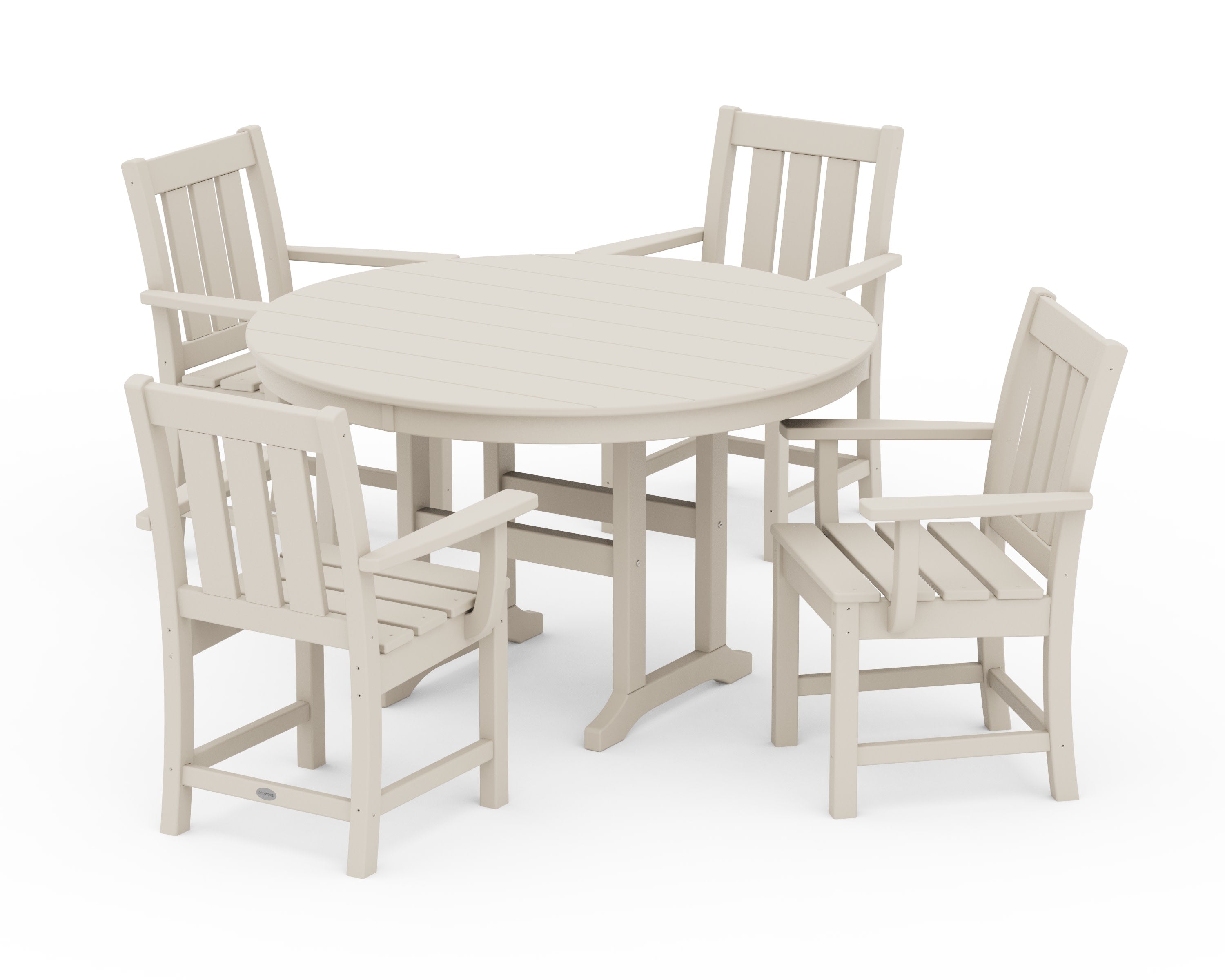 Oxford 5-Piece Round Farmhouse Dining Set in Sand