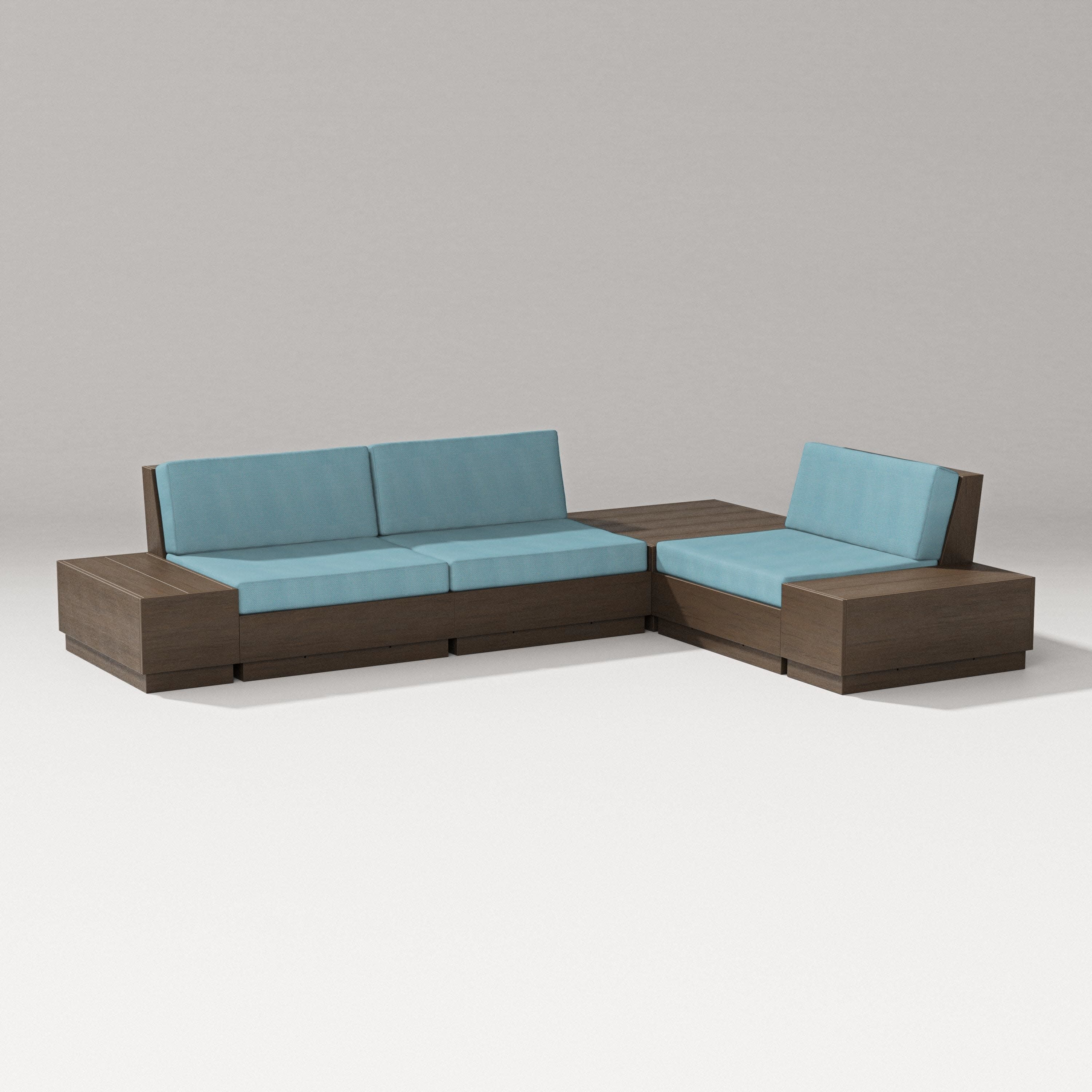 Elevate 6-Piece Corner Sectional in Kona / Lattice Sky Blue