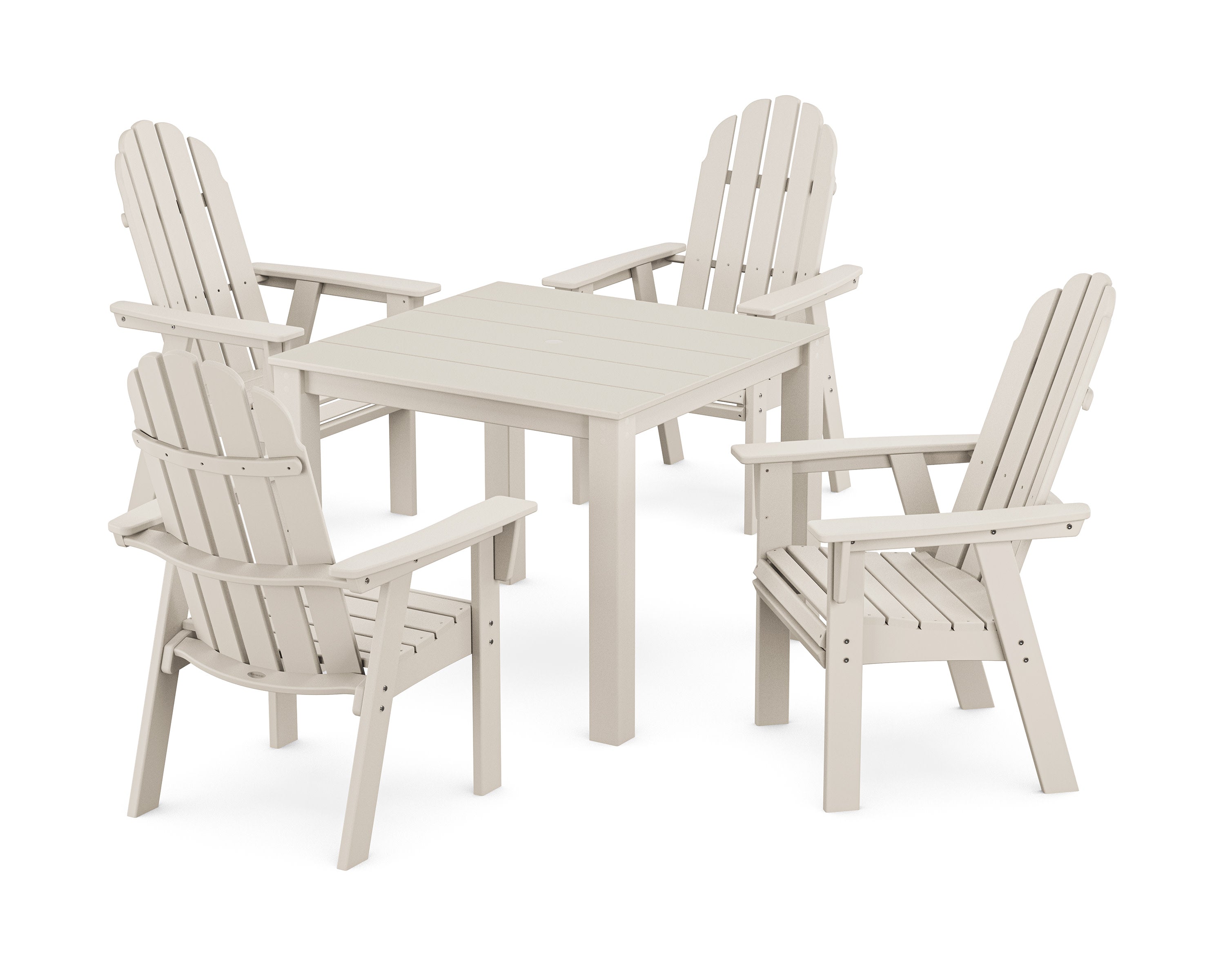 Vineyard Curveback Adirondack 5-Piece Parsons Dining Set in Sand