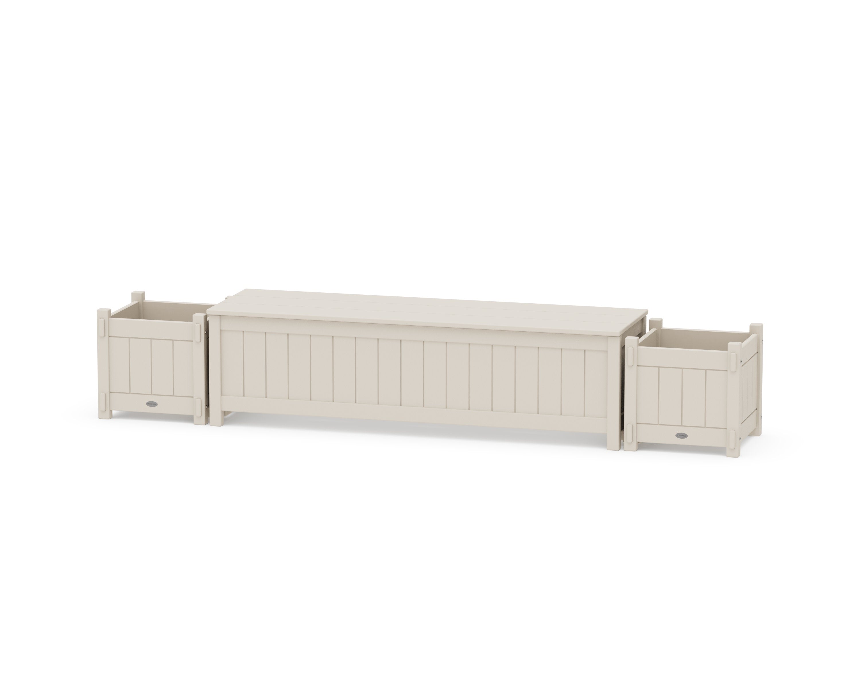 60" Vineyard Straight Planter Storage Bench Set in Sand