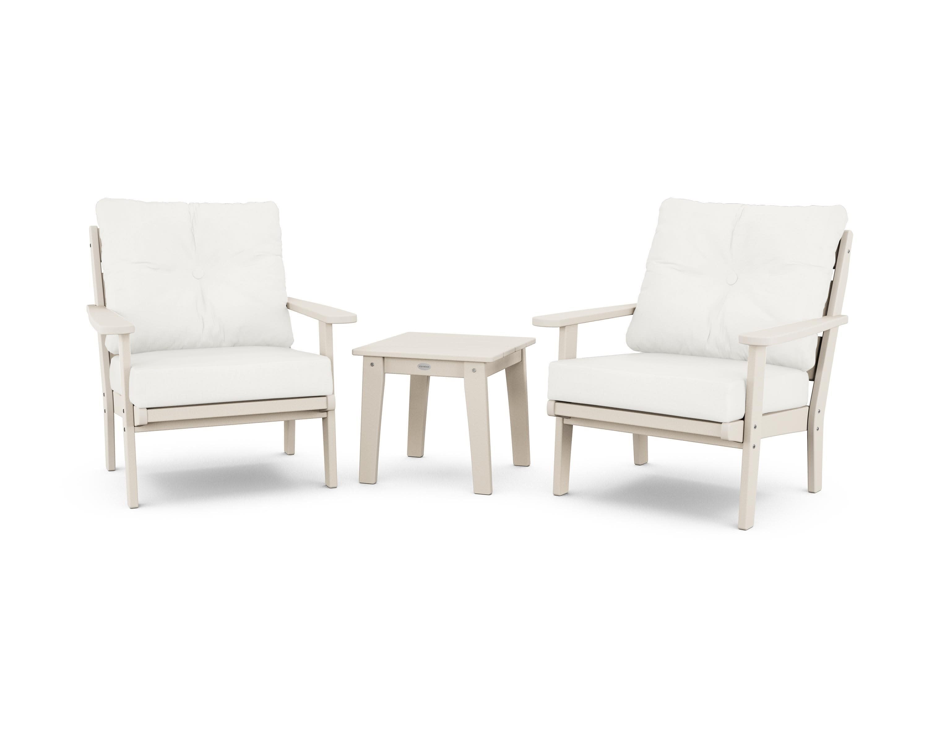 Lakeside 3-Piece Deep Seating Chair Set in Sand / Natural Linen