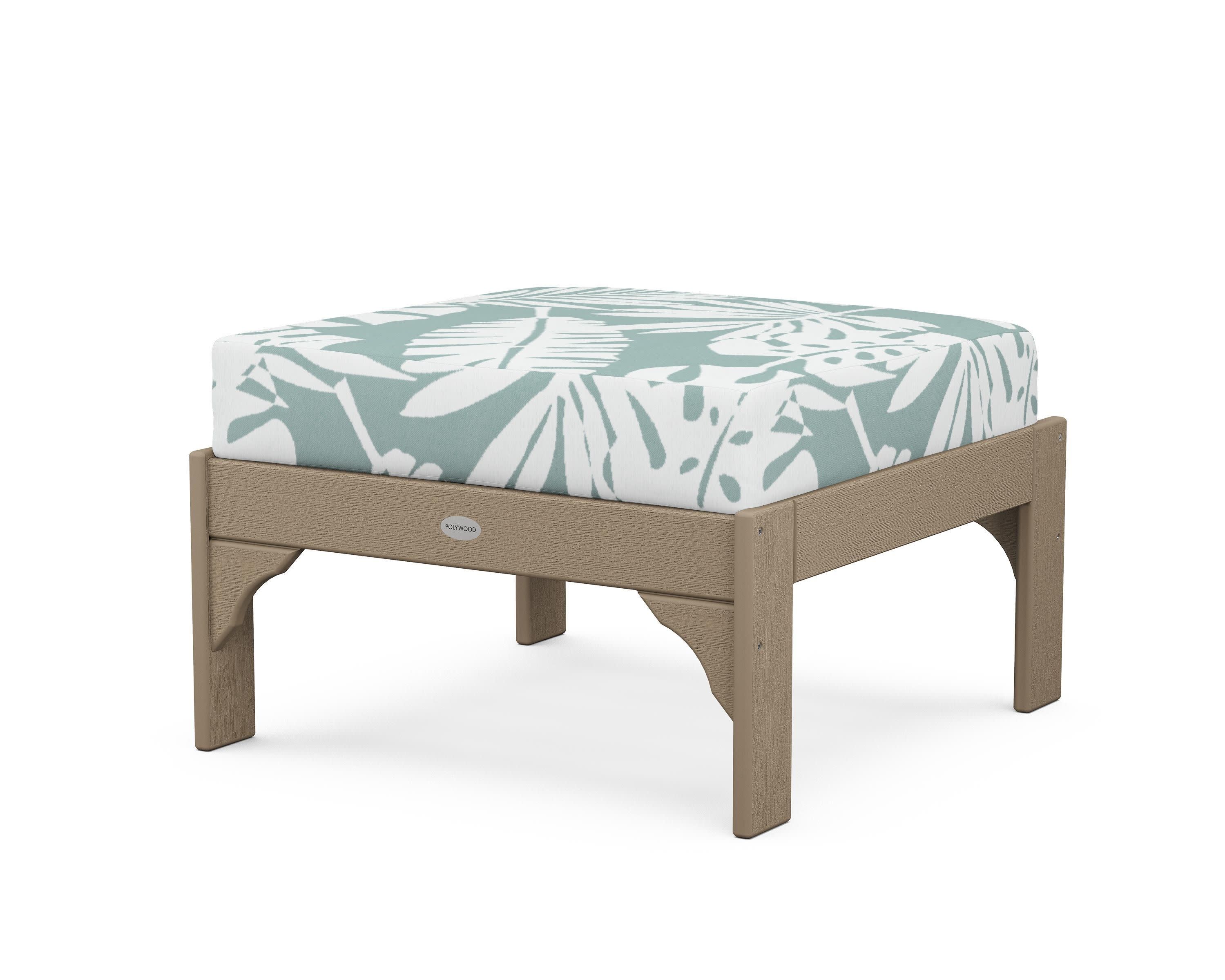 Vineyard Deep Seating Ottoman in Vintage Sahara / Leaf Glacier Spa
