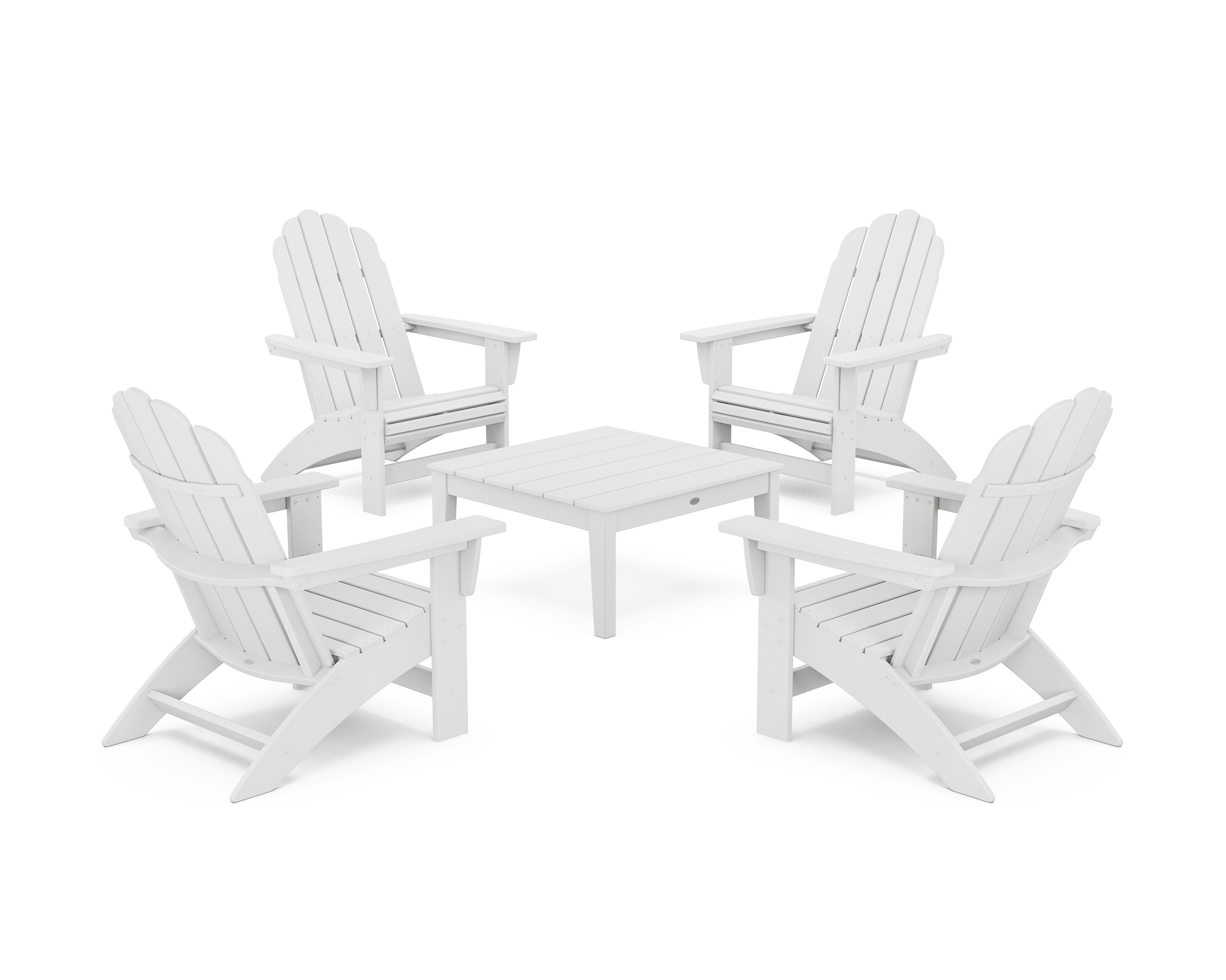 5-Piece Vineyard Grand Adirondack Chair Conversation Group in White