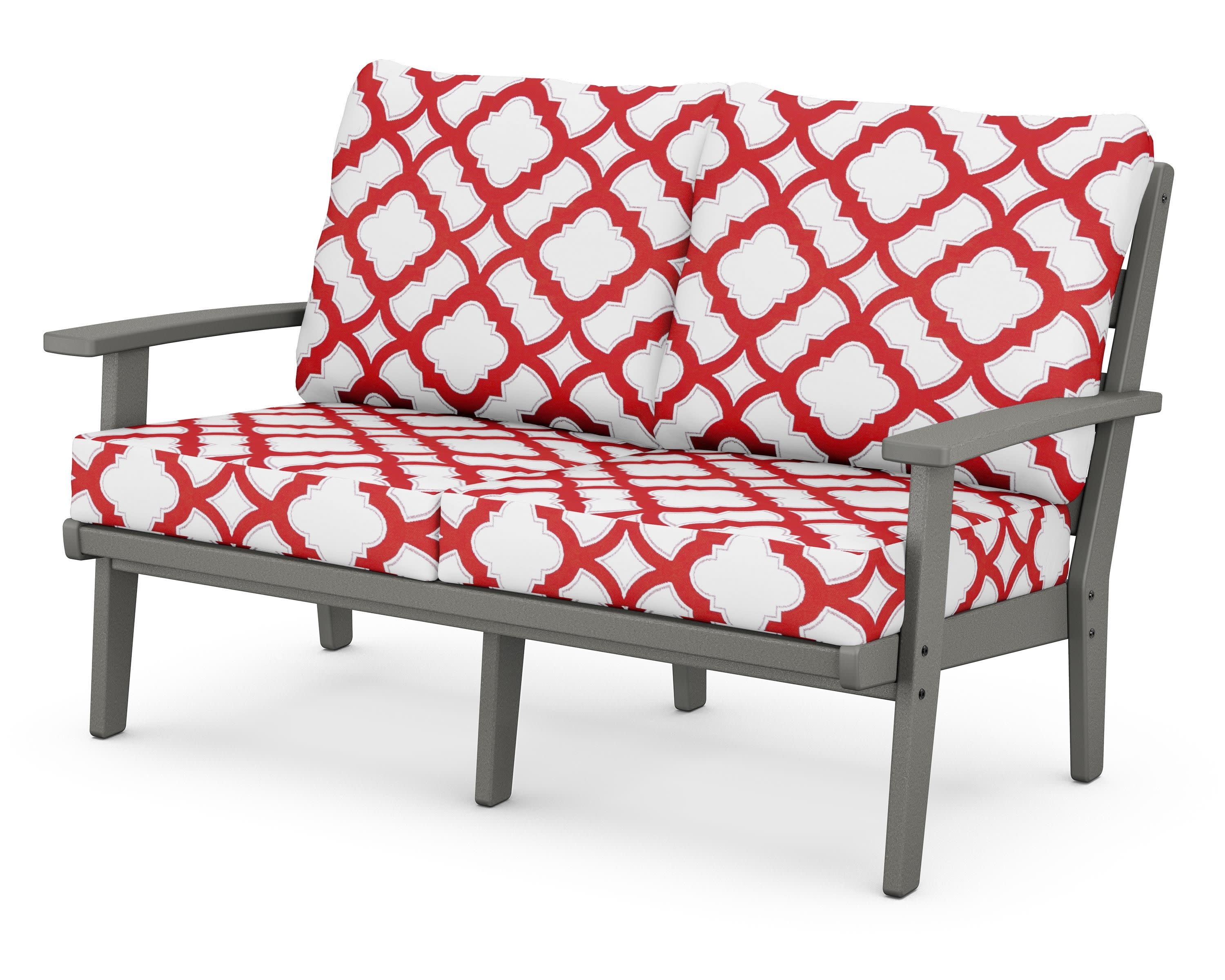 Grant Park Deep Seating Loveseat in Slate Grey / Trellis Crimson
