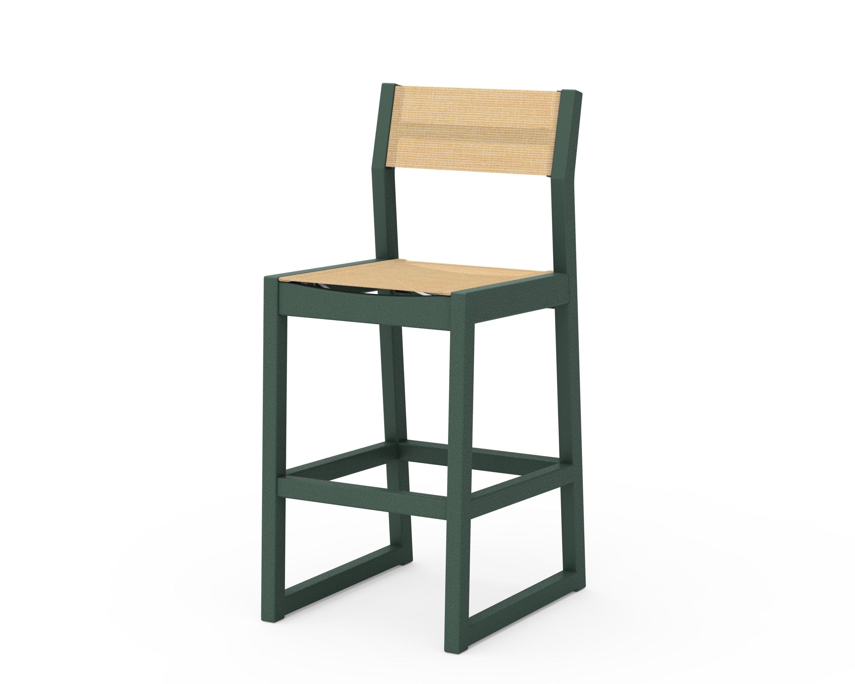 EDGE Sling Bar Side Chair in Green / Dupioni Apricot Sling